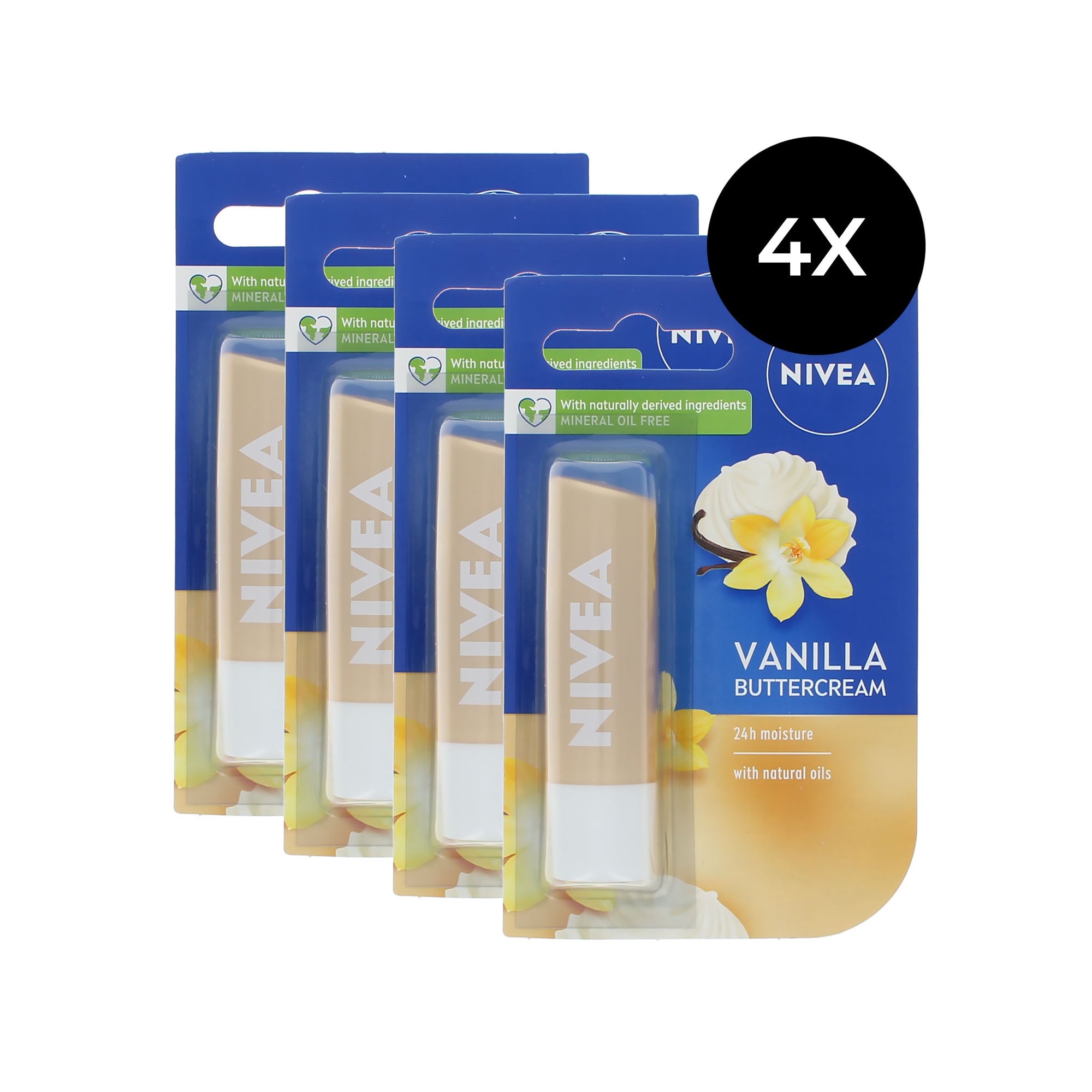 Nivea Vanilla Buttercream Lippenbalsem - 4 x 5,5 ml