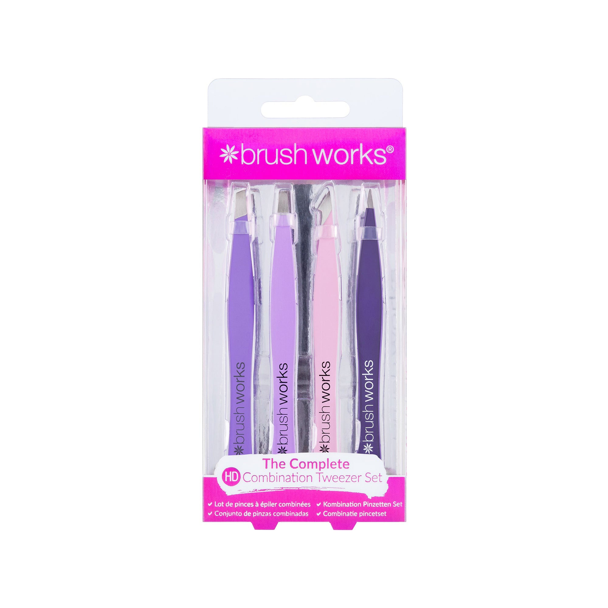 Brushworks HD 4 Piece Combination Pincet Set - Mixed