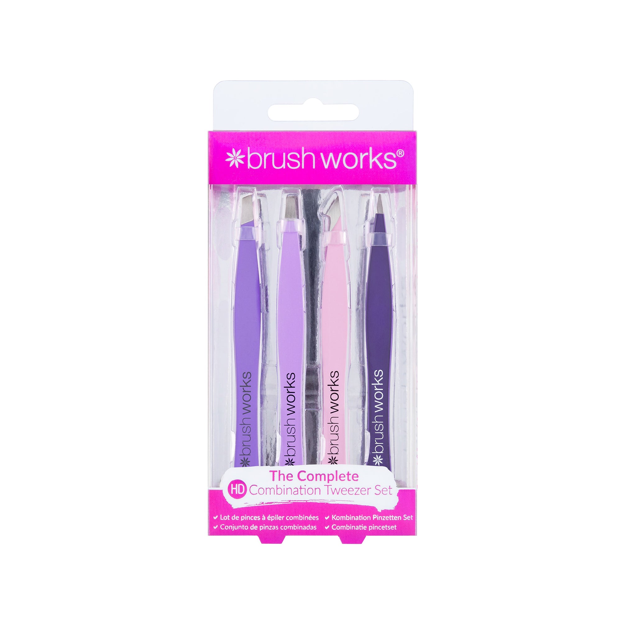 Brushworks HD 4 Piece Combination Pincet Set - Mixed