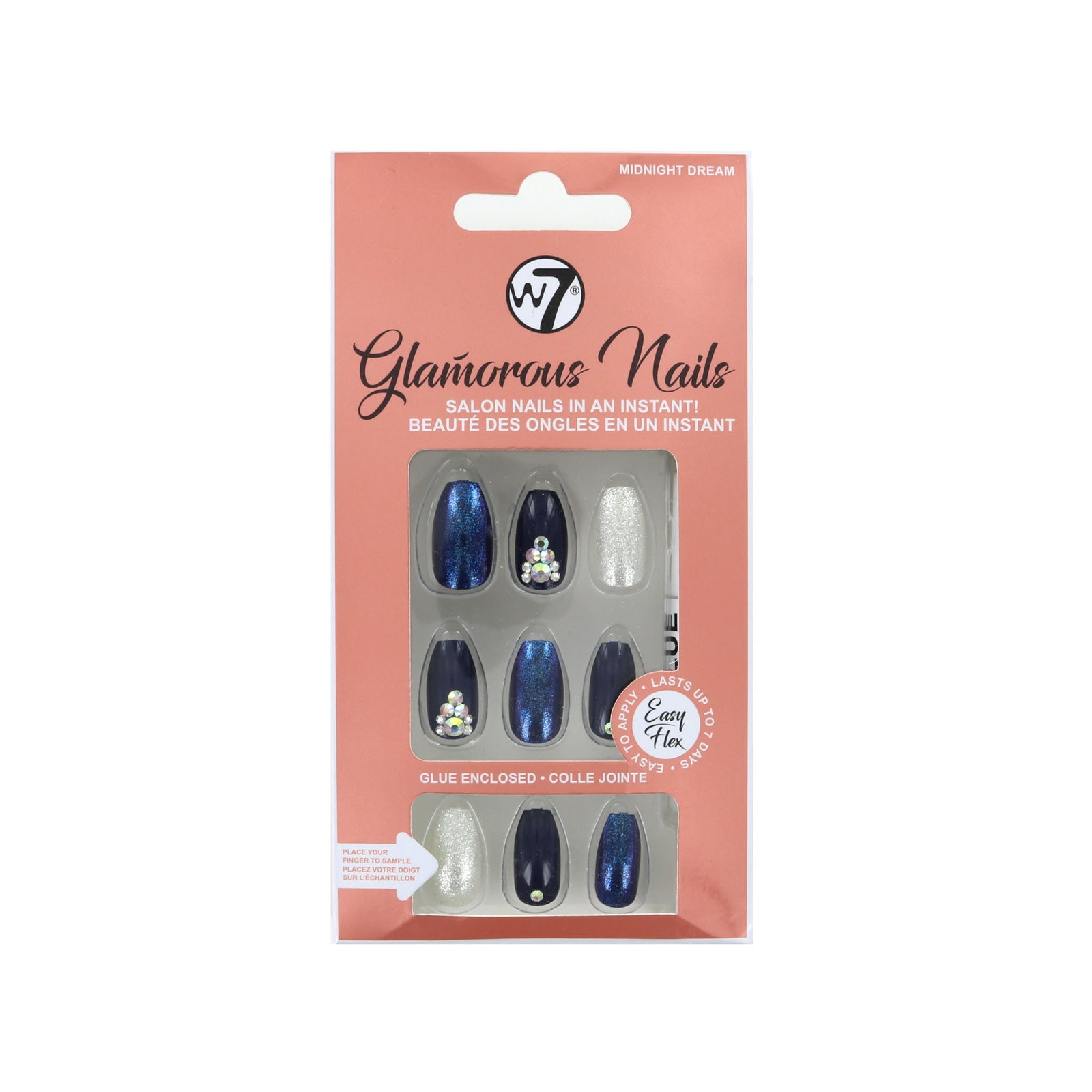 W7 Glamorous Nails - Midnight Dream (met nagellijm)