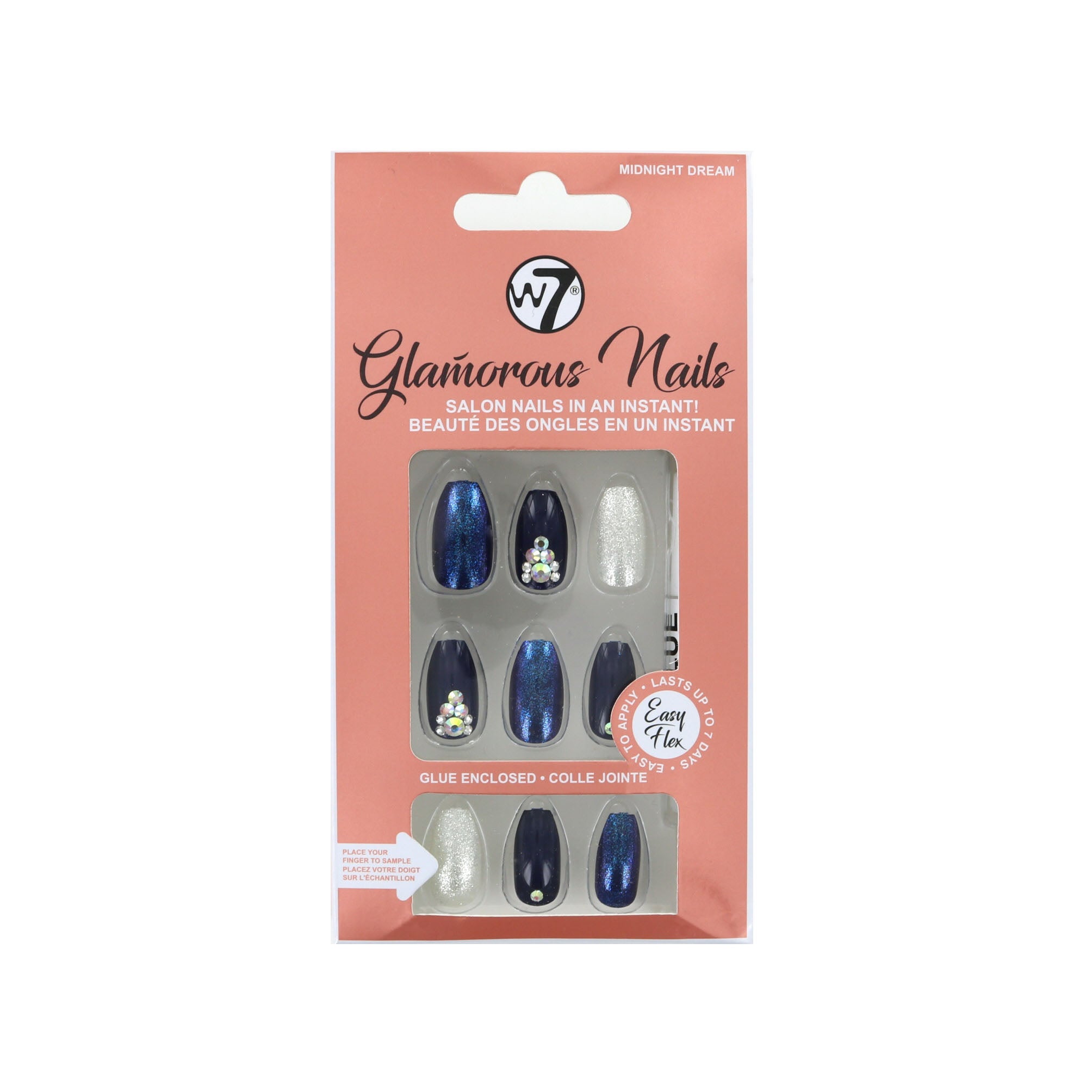 W7 Glamorous Nails - Midnight Dream (met nagellijm)