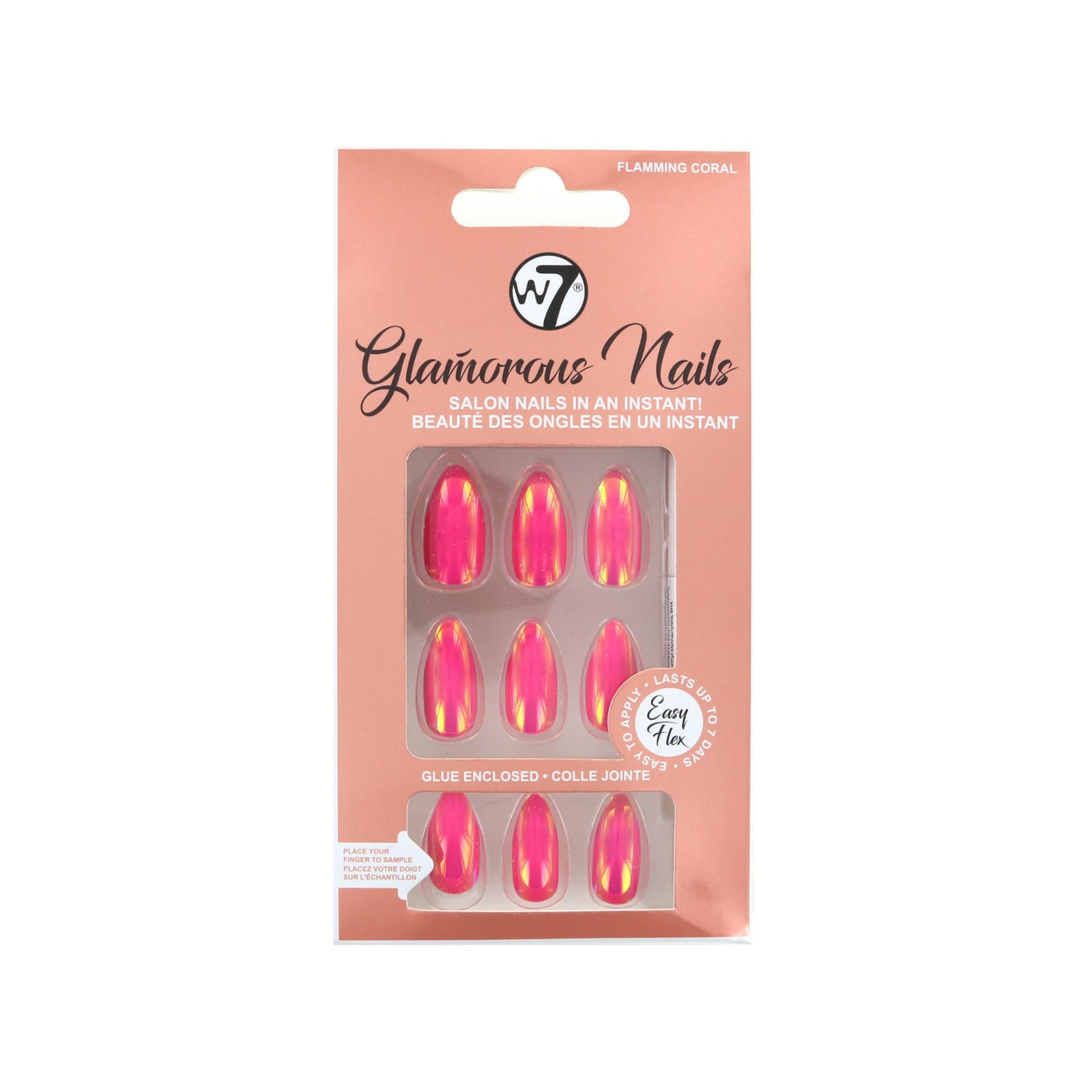 W7 Glamorous Nails - Flaming Coral (met nagellijm)