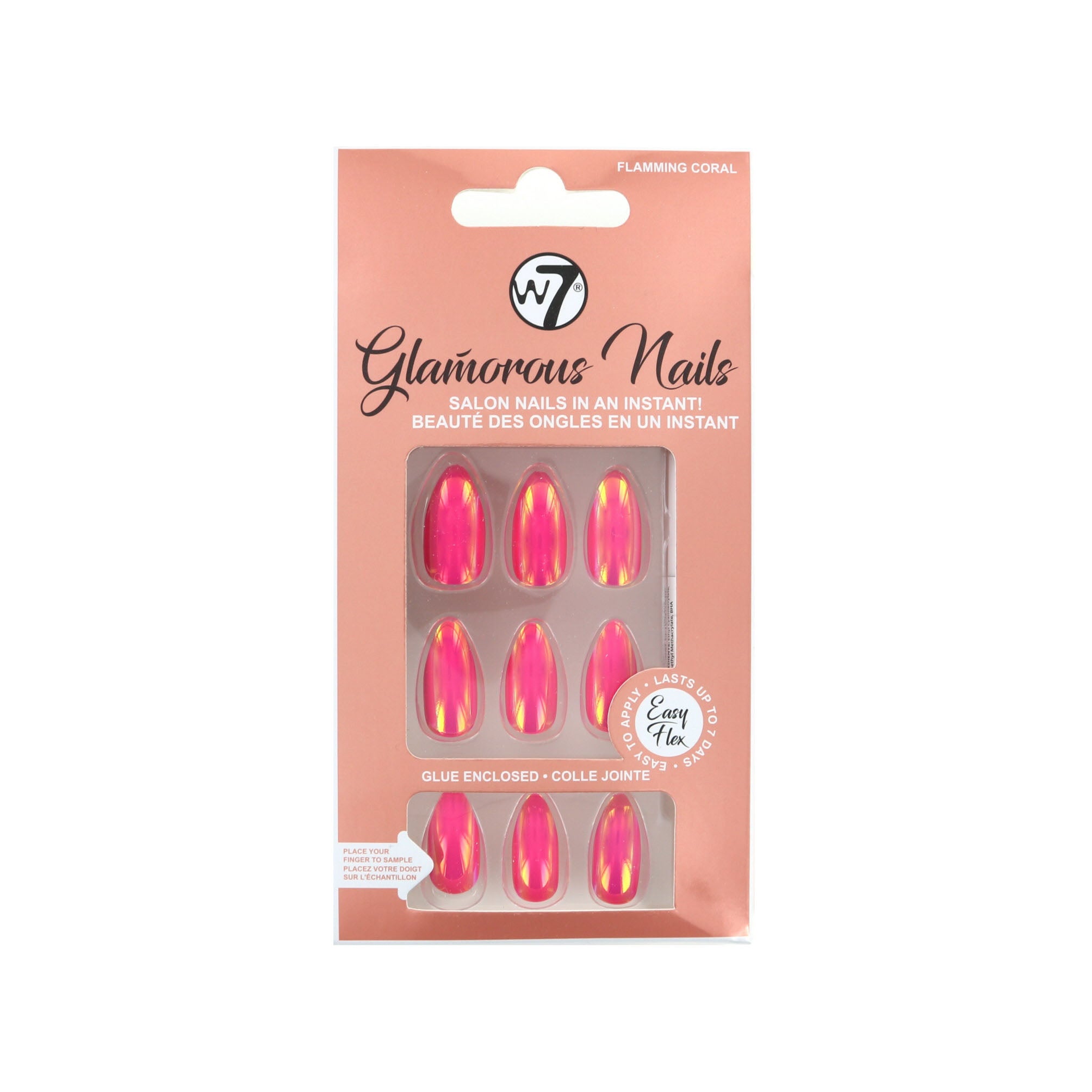 W7 Glamorous Nails - Flaming Coral (met nagellijm)