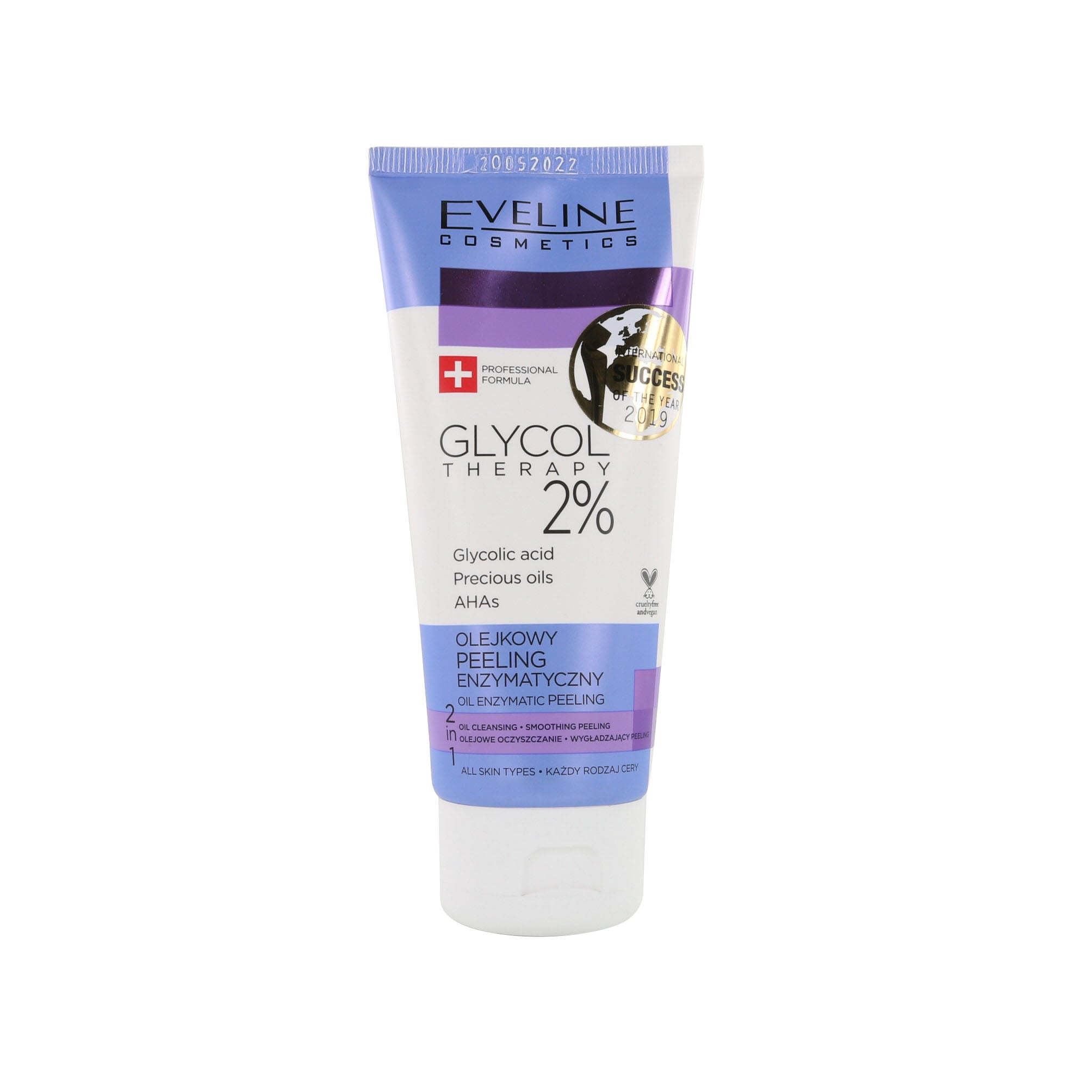 Eveline Glycol Therapy 2% 2-in-1 Cleansing & Peeling Cream - 100 ml