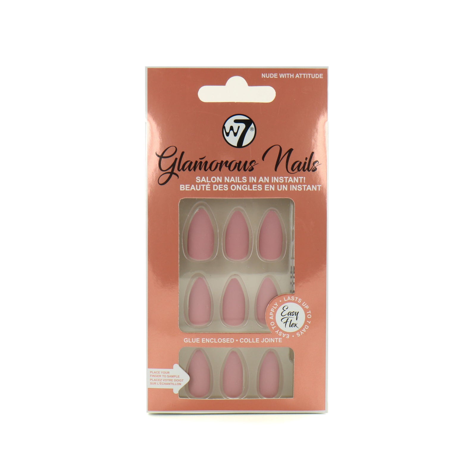 W7 Glamorous Nails - Nude With Attitude (met nagellijm)