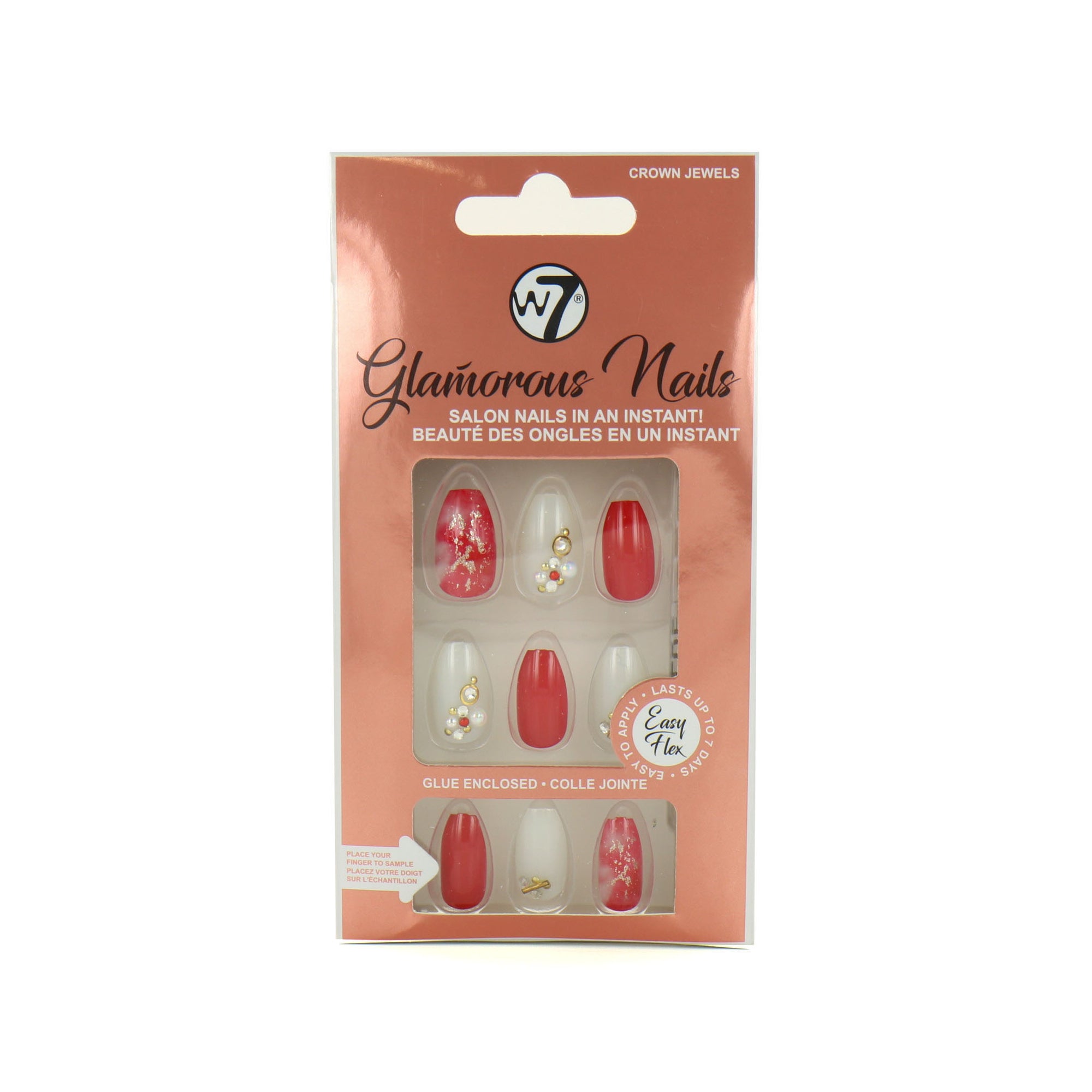 W7 Glamorous Nails - Crown Jewels (met nagellijm)