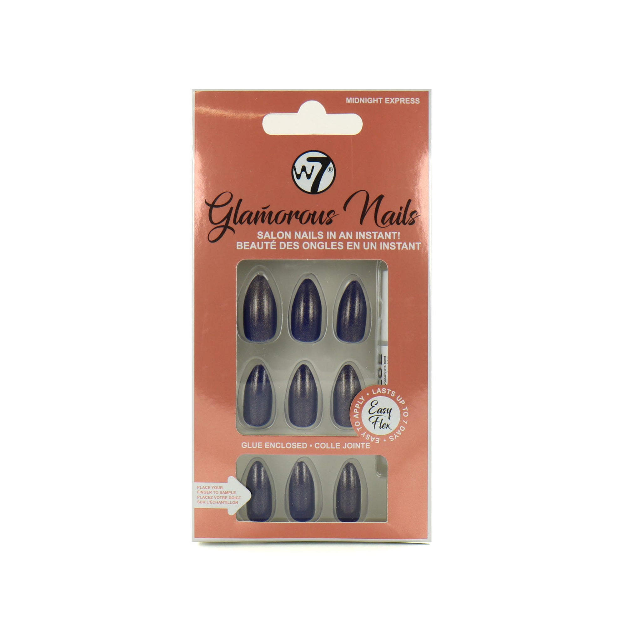 W7 Glamorous Nails - Midnight Express (met nagellijm)