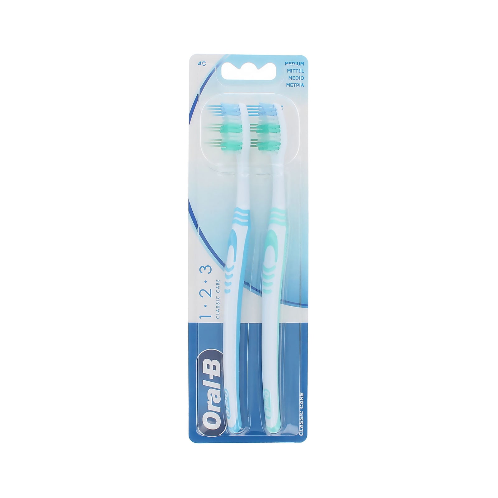 Oral-B 1.2.3 Classic Care Duo Pack Blue-Green Tandenborstel - Medium