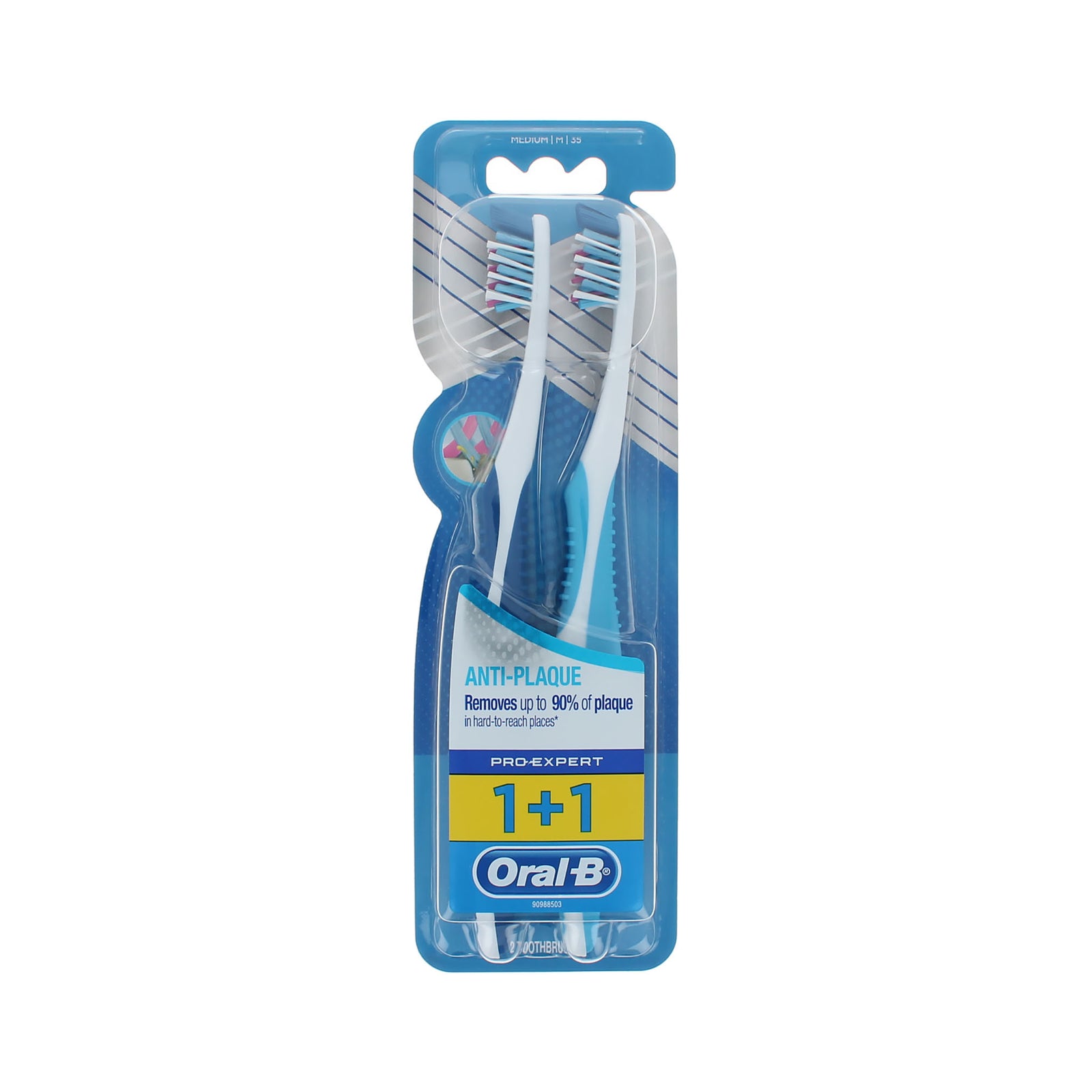 Oral-B Pro-Expert Anti-Plaque Duo Tandenborstel - 35 Medium Light Blue-Blue