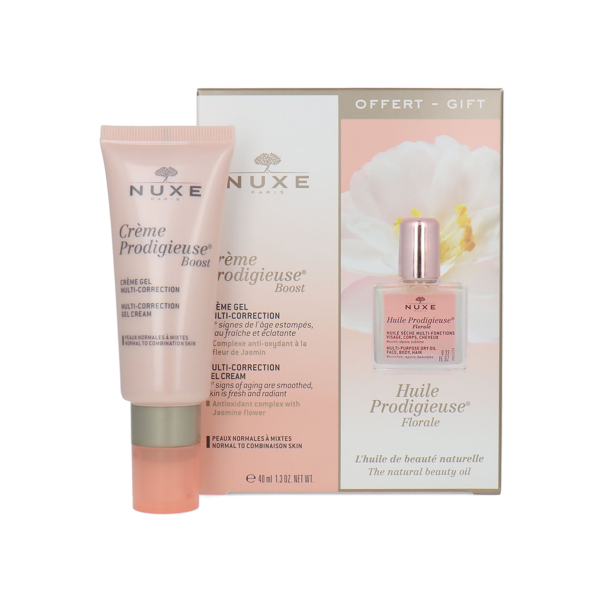 Nuxe Crème Prodigieuse Florale Multi-Correction Gel Cream Cadeauset - 40 ml - 10 ml (voor normale tot Gecombineerde Huid)