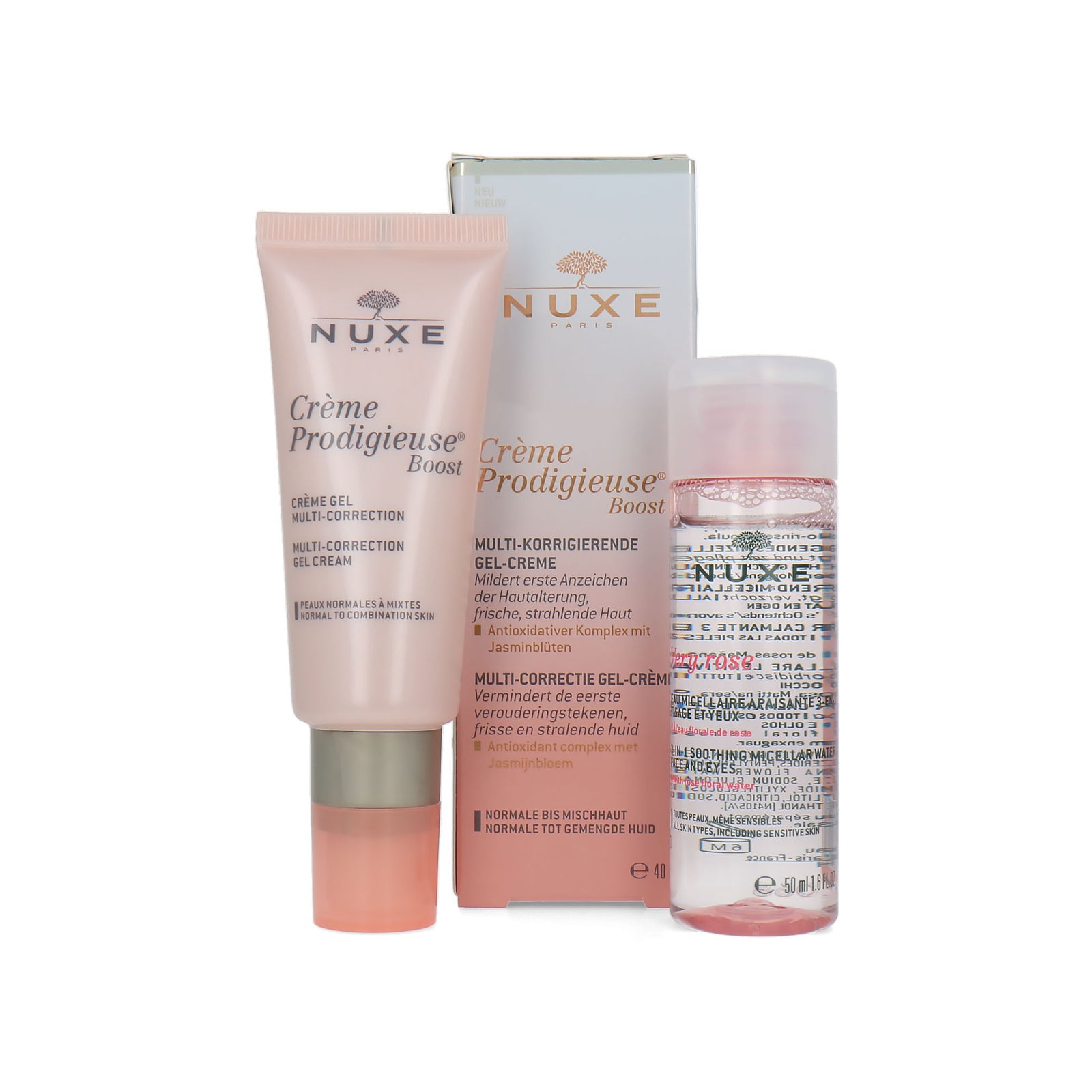 Nuxe Crème Prodigieuse Multi-Correction Gel Cream + Micellar Water Face - 40 ml - 50 ml (voor normale tot Gecombineerde Huid)