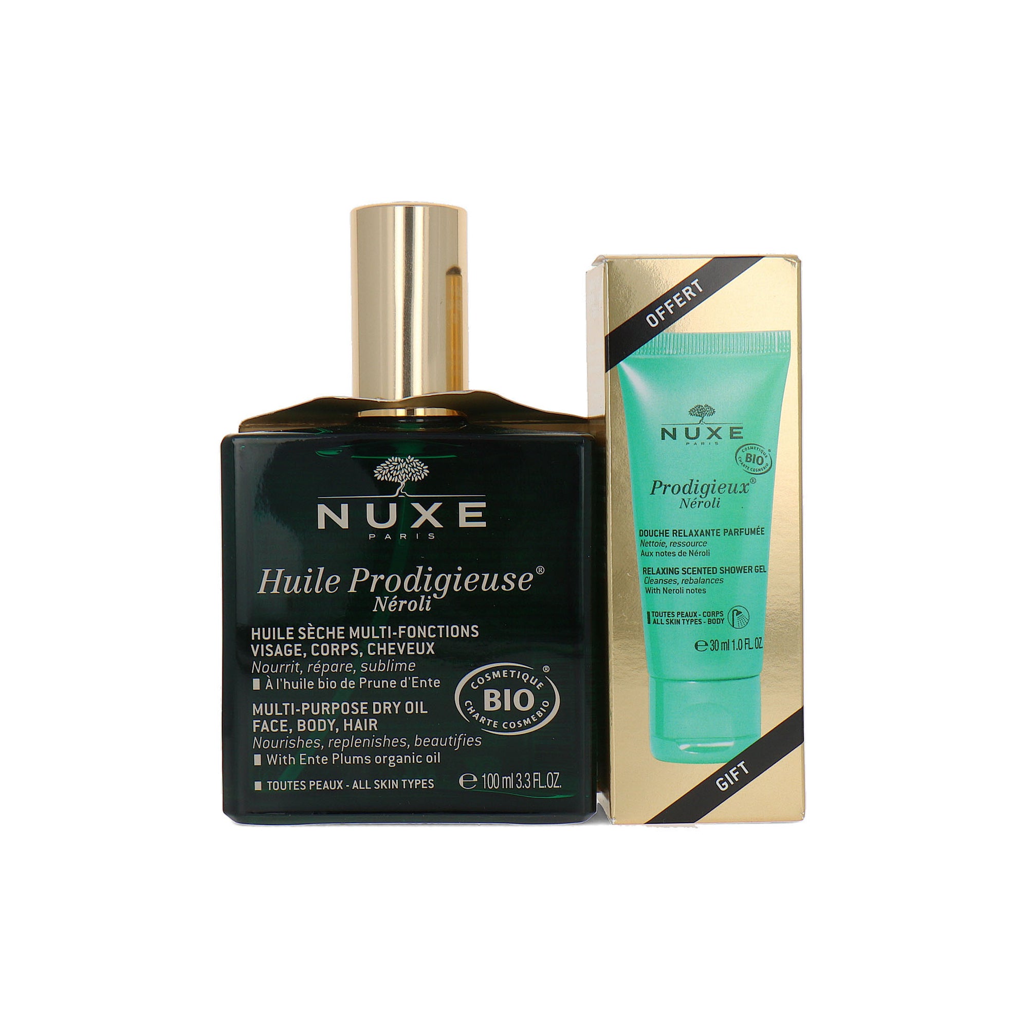 Nuxe Huile Prodigieuse Multi-Purpose Dry Oil + Prodigieux Néroli Shower Gel - 100 ml + 30 ml