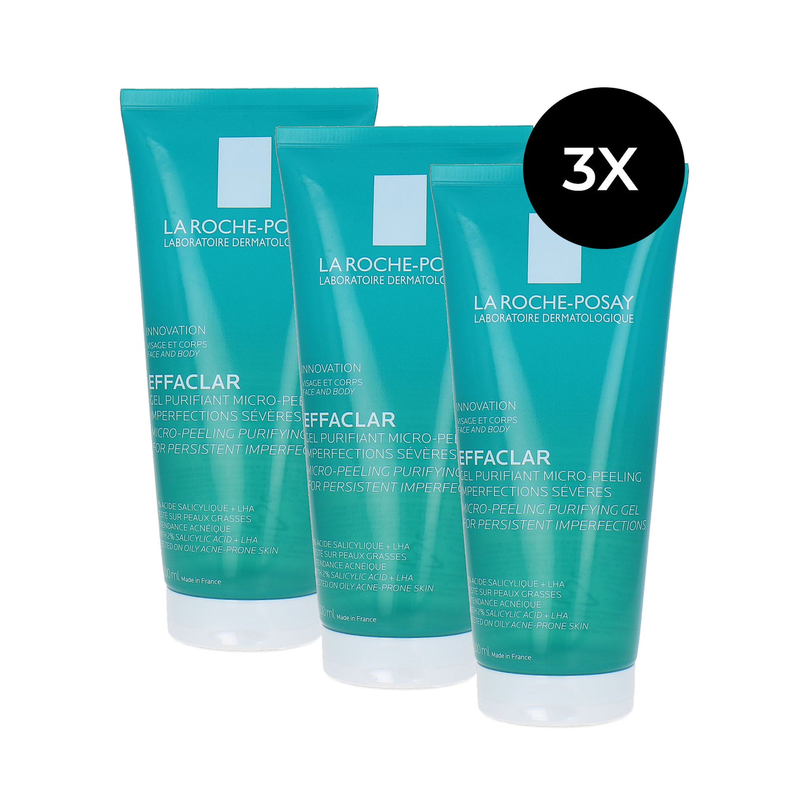 La Roche-Posay Effaclar Micro-Peeling Purifying Gel - 3 x 200 ml