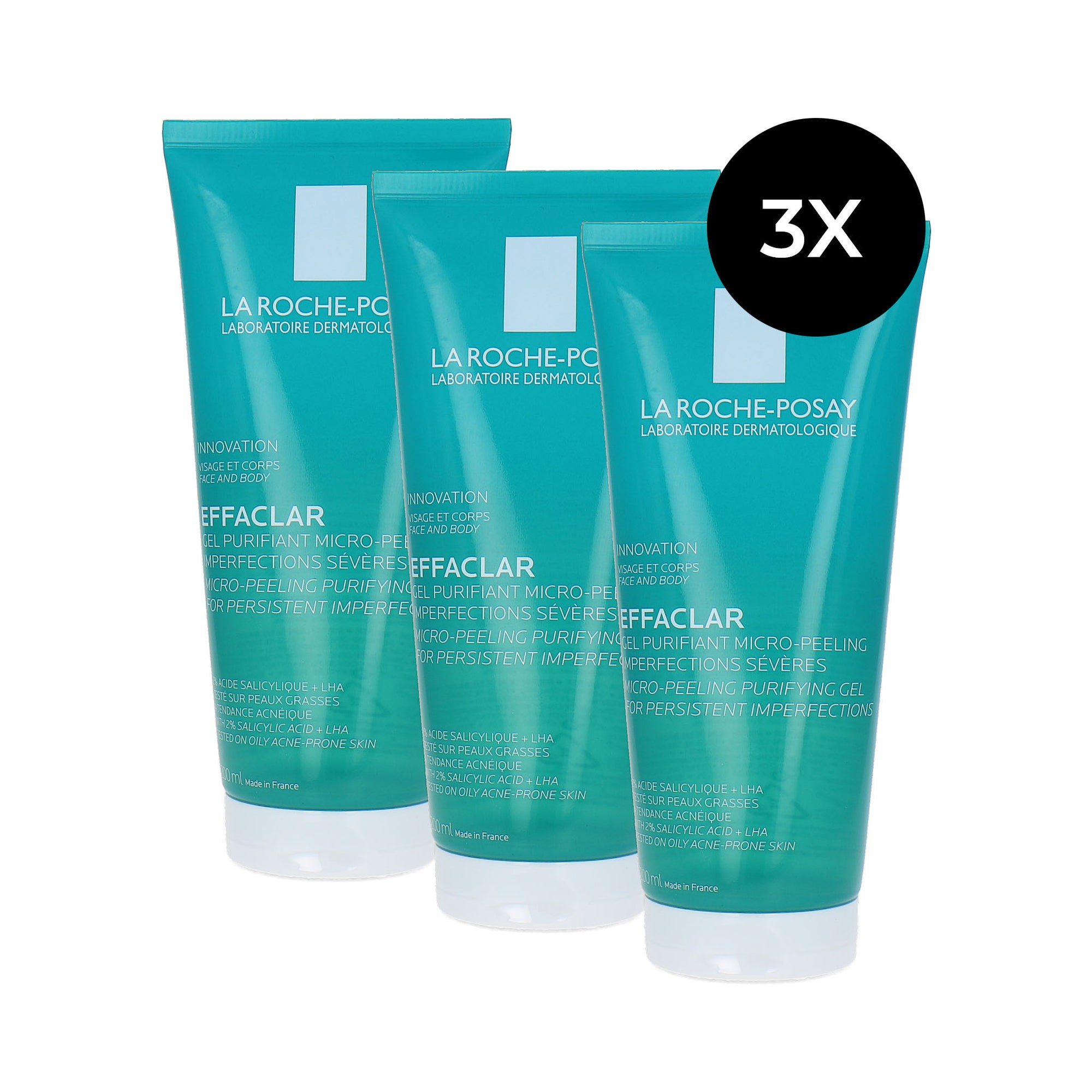 La Roche-Posay Effaclar Micro-Peeling Purifying Gel - 3 x 200 ml