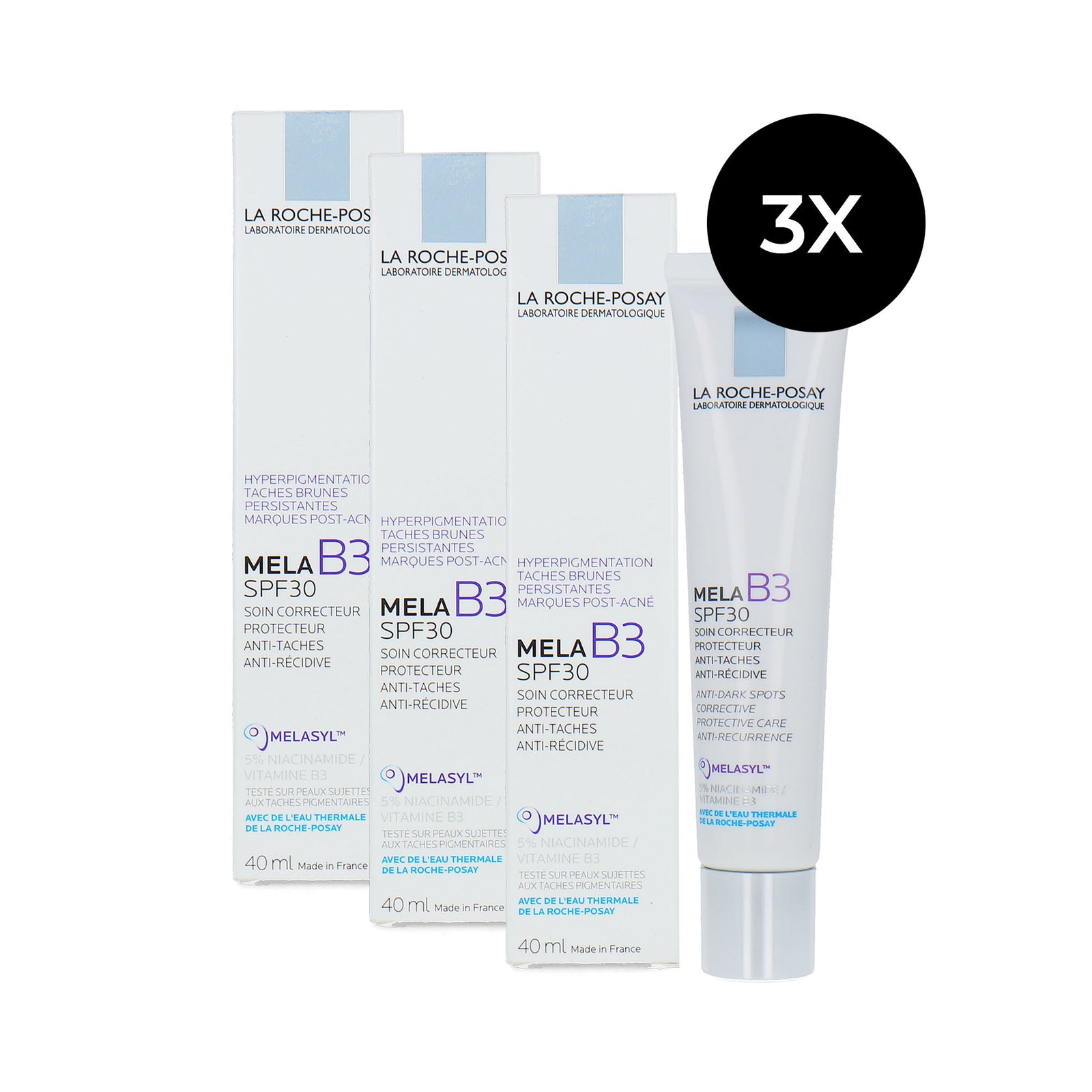 La Roche-Posay Mela B3 SPF 30 Anti-Dark Spots Cream - 3 x 40 ml