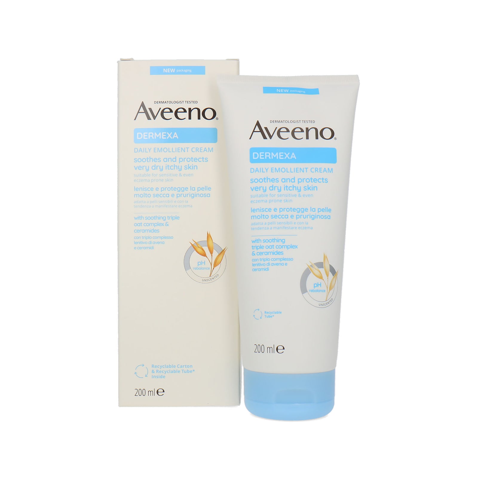 Aveeno Dermexa Daily Emolient Cream - 200 ml (voor zeer droge en jeukende huid)