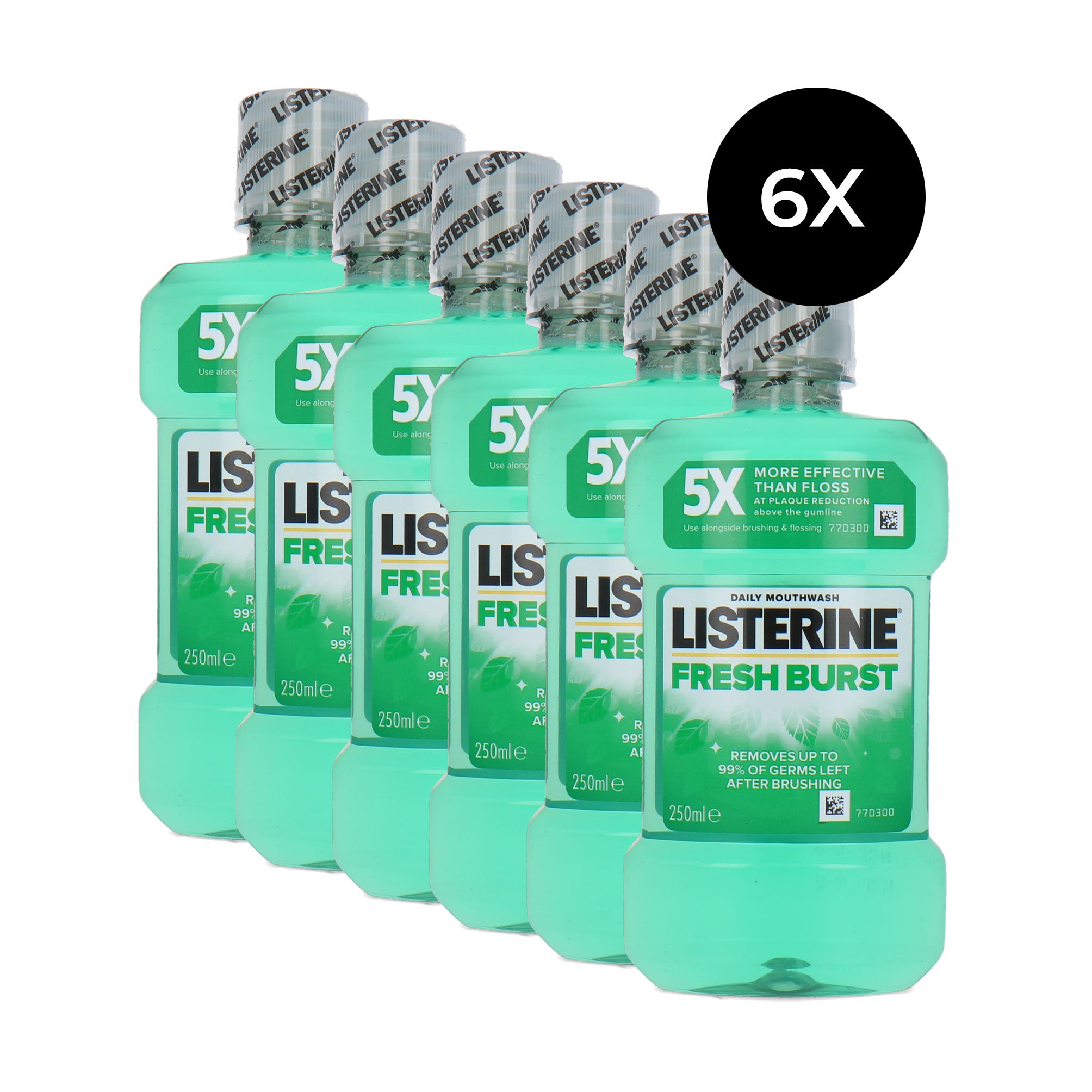Listerine Fresh Burst Mouthwash - 6 x 250 ml