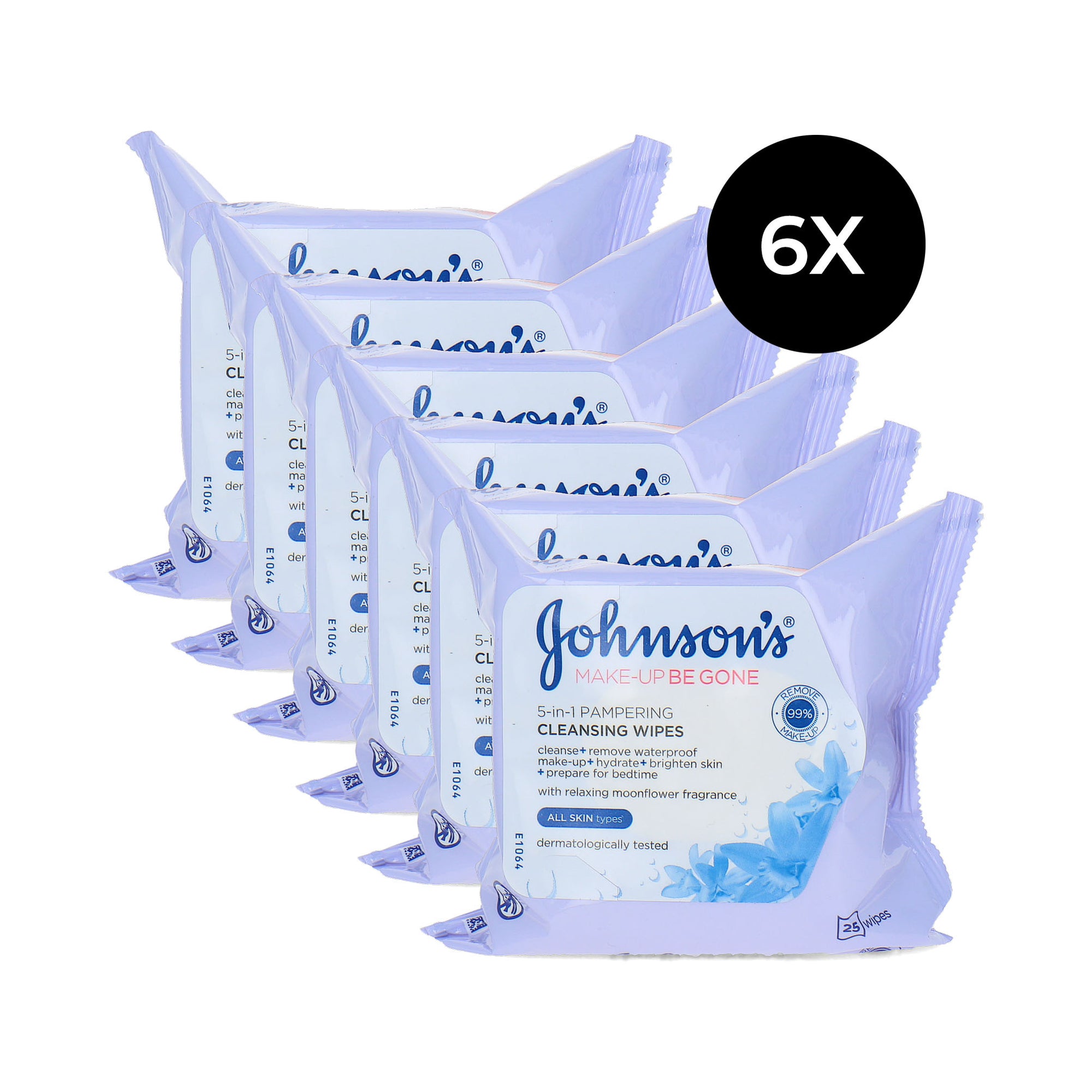 Johnson's Make-up Be Gone 5-in-1 Pampering Cleansing Wipes - 6 x 25 pieces