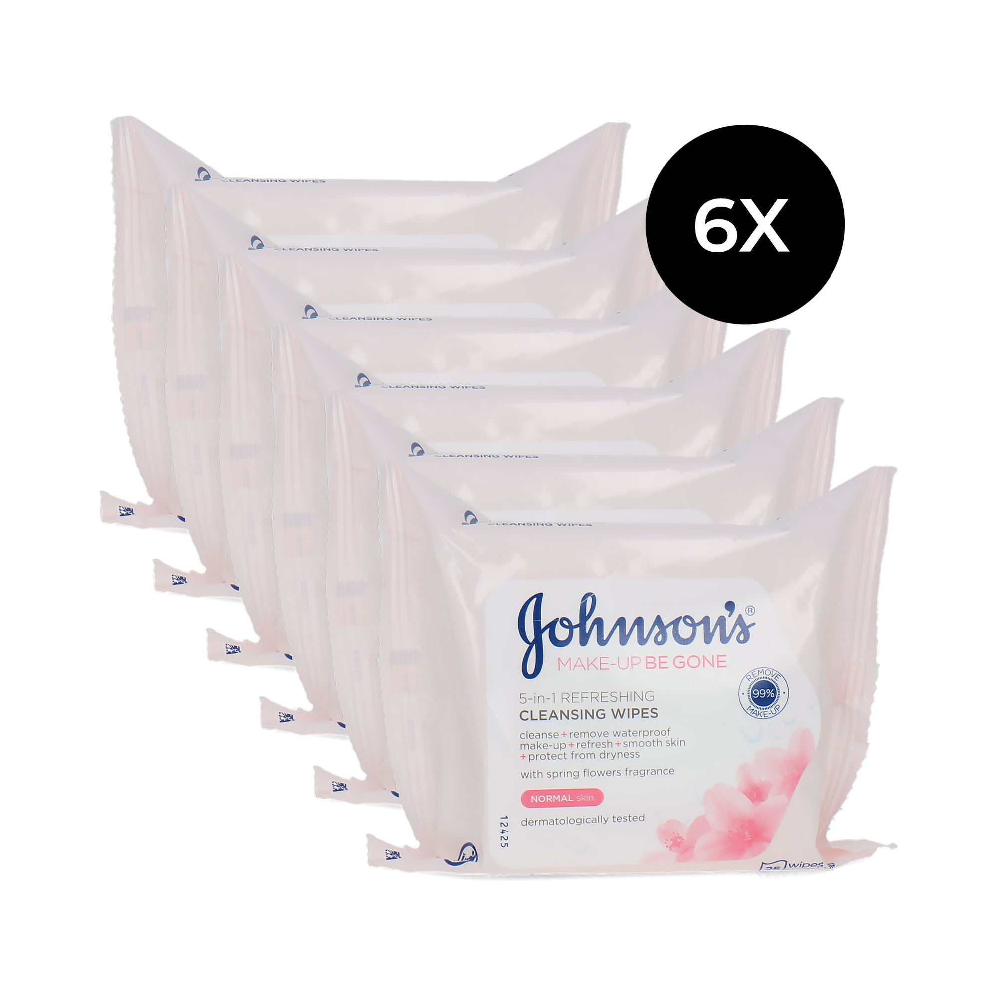Johnson's Make-Up Be Gone 5-in-1 Refreshing Cleansing Wipes - 6 x 25 wipes (voor normale huid)