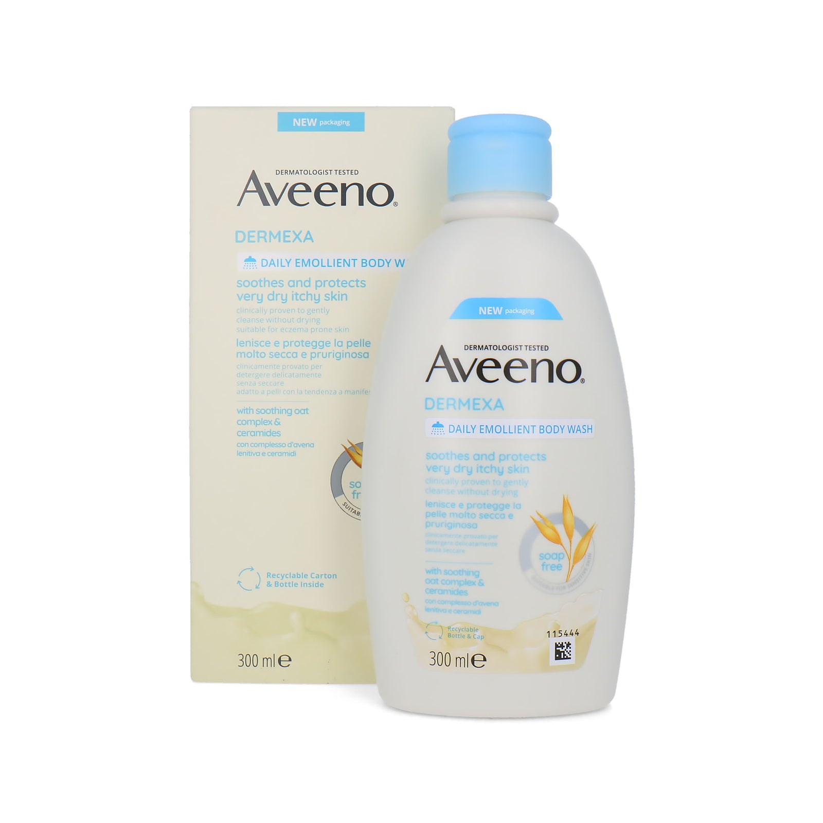 Aveeno Dermexa Daily Emollient Body Wash - 300 ml (voor zeer droge en jeukende huid)