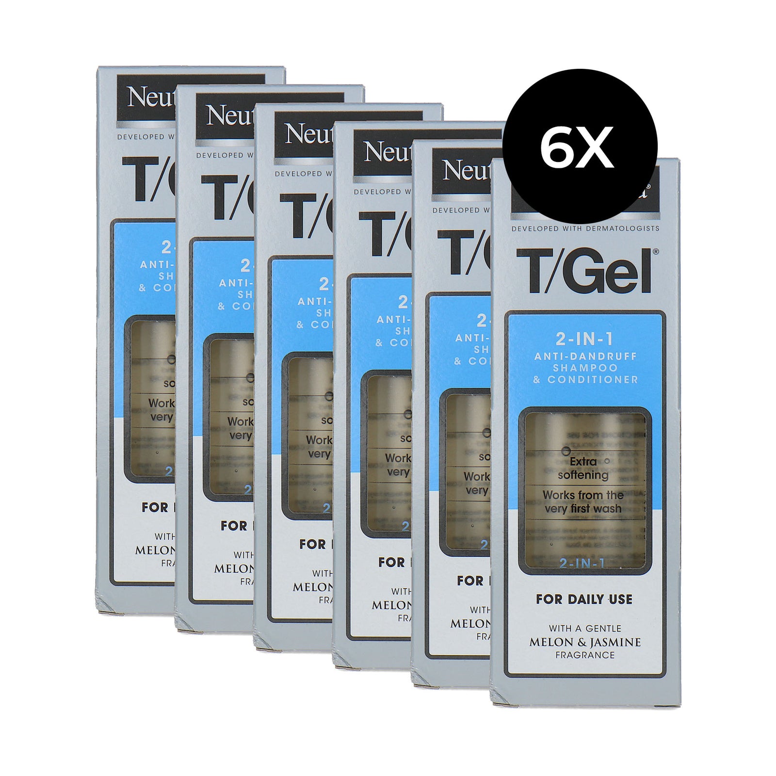 Neutrogena T/Gel 2-in-1 Anti-Dandruff Shampoo & Conditioner - 6 x 150 ml
