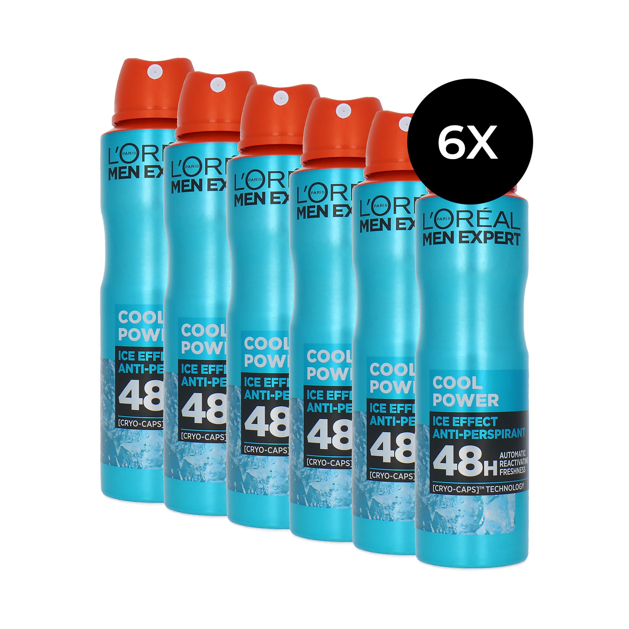 L'Oréal Men Expert Cool Power Ice Effect Deodorant - 6 x 150 ml