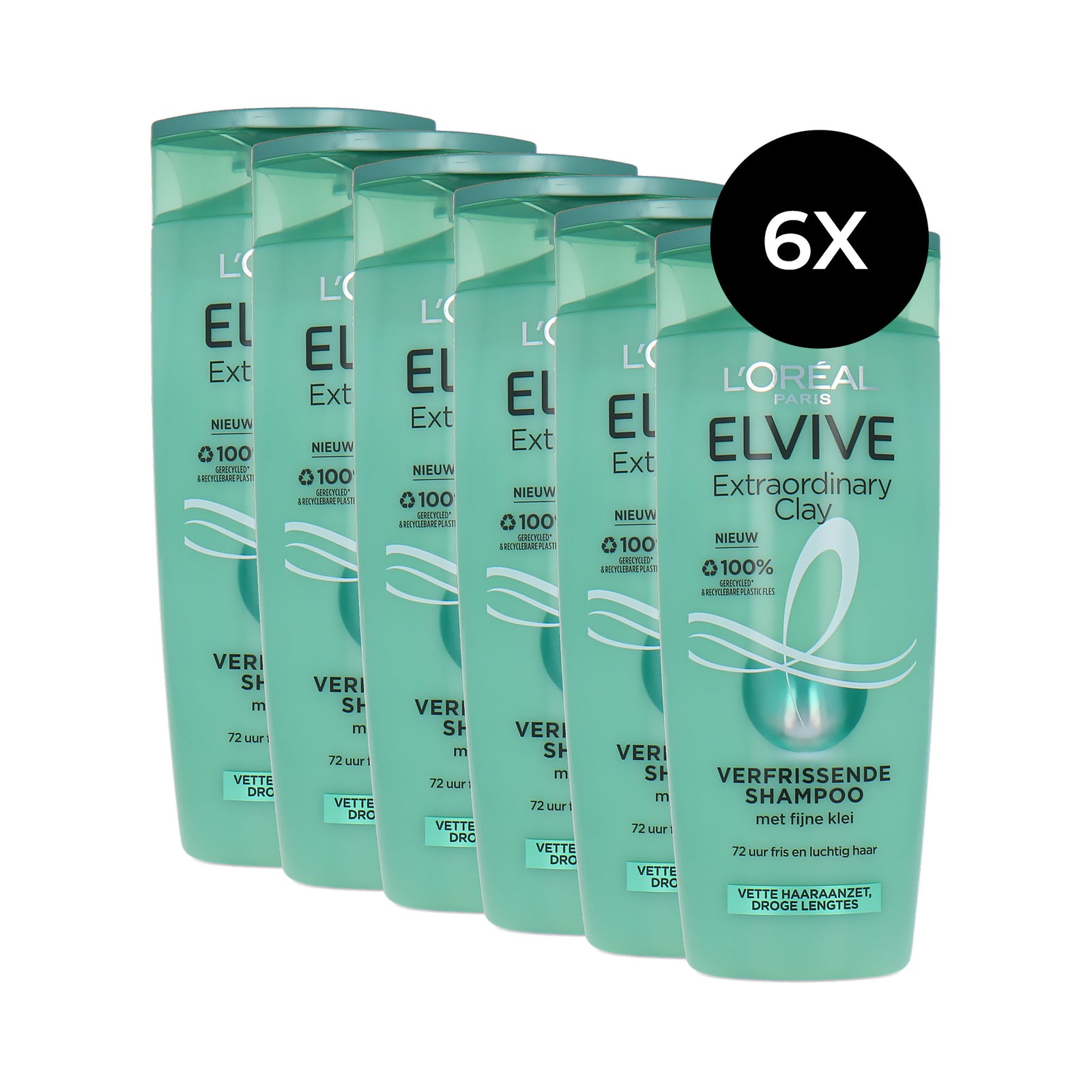 L'Oréal Elvive Extraordinary Clay Shampoo - 6 x 250 ml