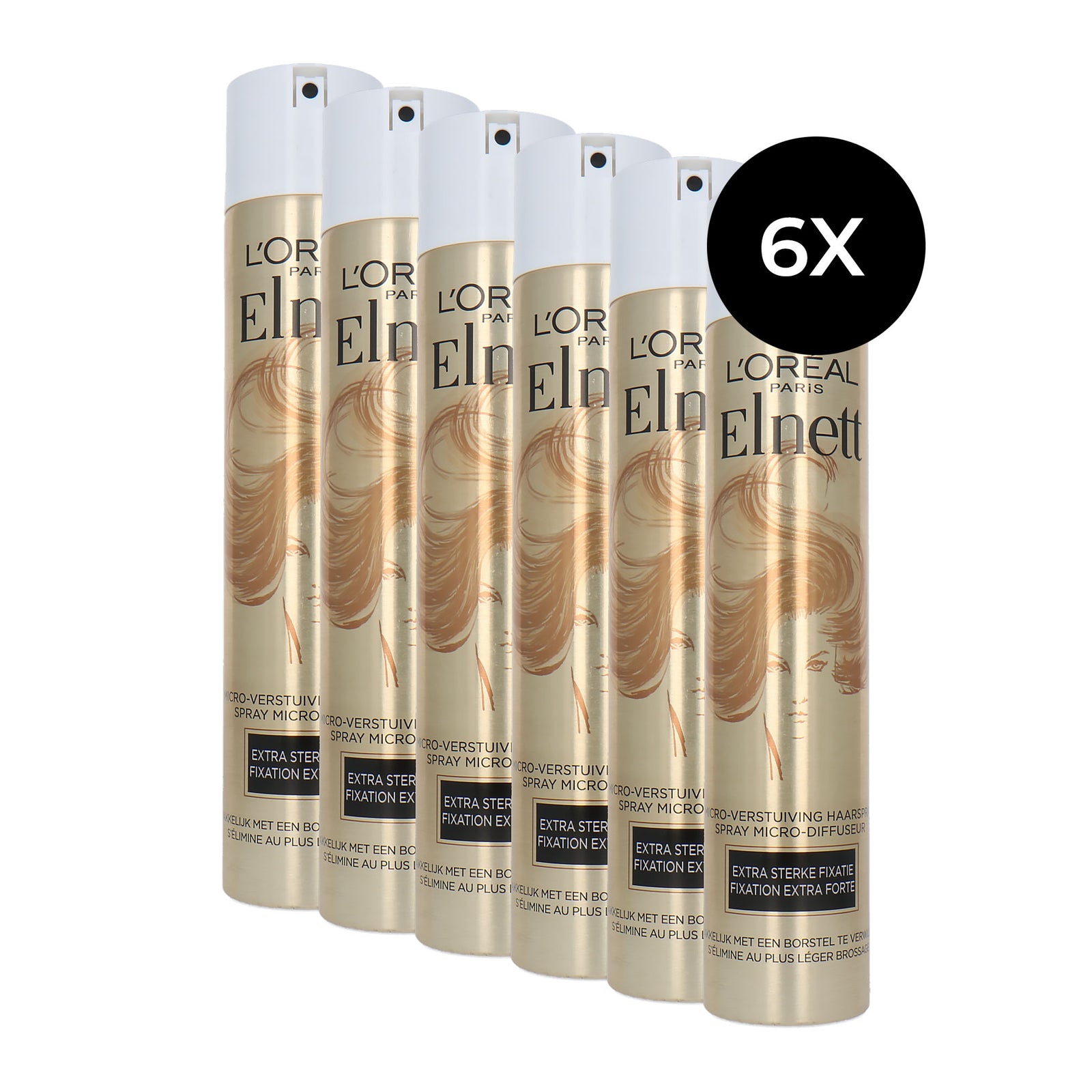 L'Oréal Elnett Satin Extra Strong Fixation Hairspray - 6 x 300 ml