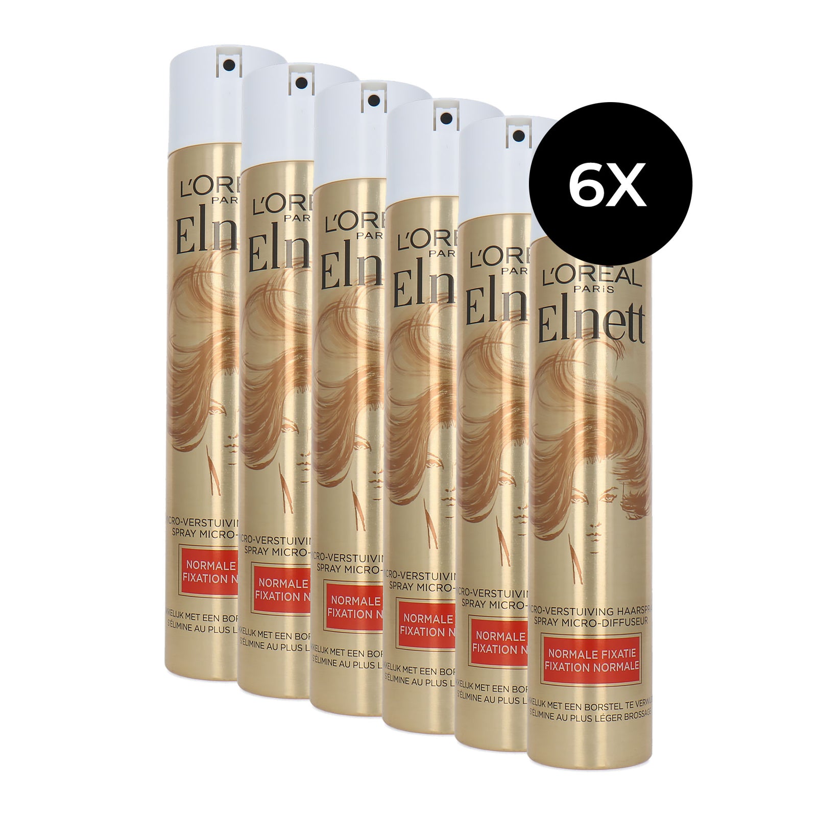L'Oréal Elnett Satin Normal Fixation Hairspray - 6 x 300 ml