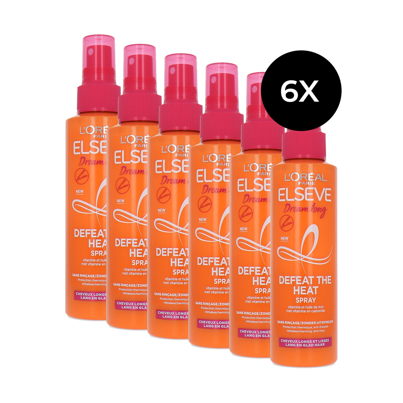 L'Oréal Elvive Dream Long Defeat The Heat Leave In Spray - 6 x 150 ml