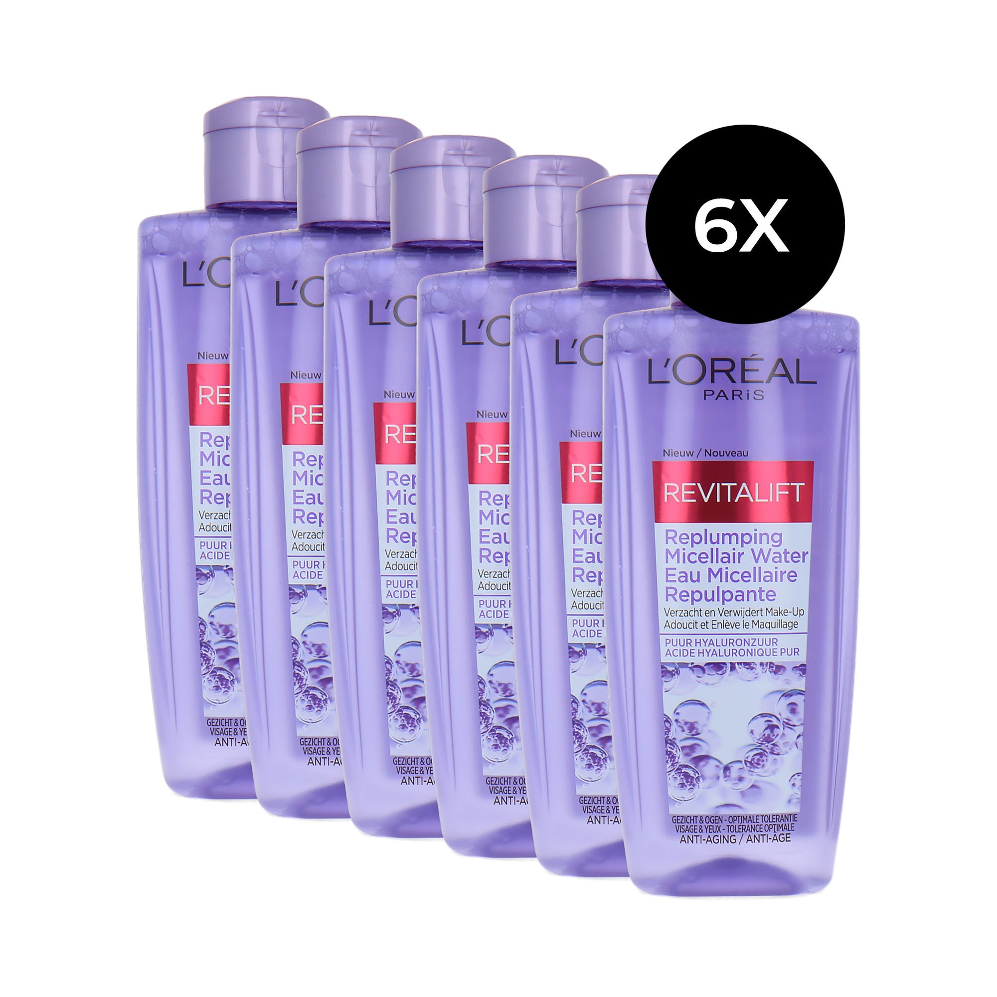 L'Oréal Revitalift Replumping Micellar Water - 6 x 200 ml