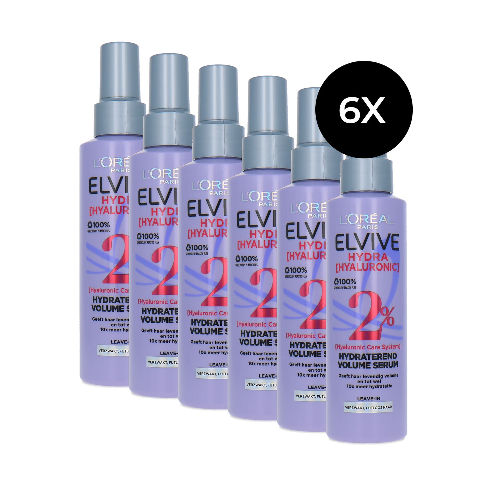 L'Oréal Elvive Hydra Hyaluronic Hydrating Volume Leave In Serum - 6 x 150 ml