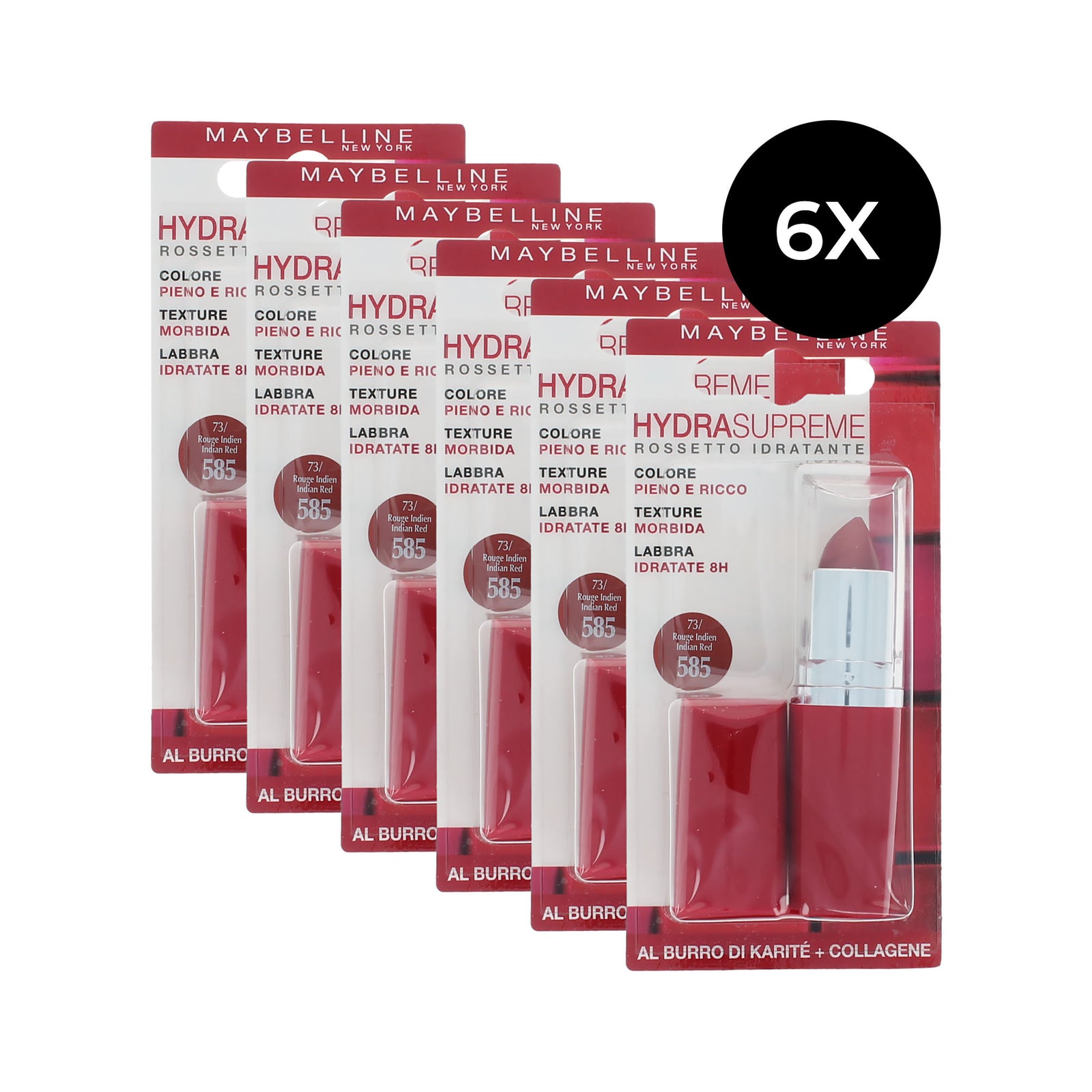 Maybelline Satin Collection Lipstick - 585 Indian Red (set van 6)