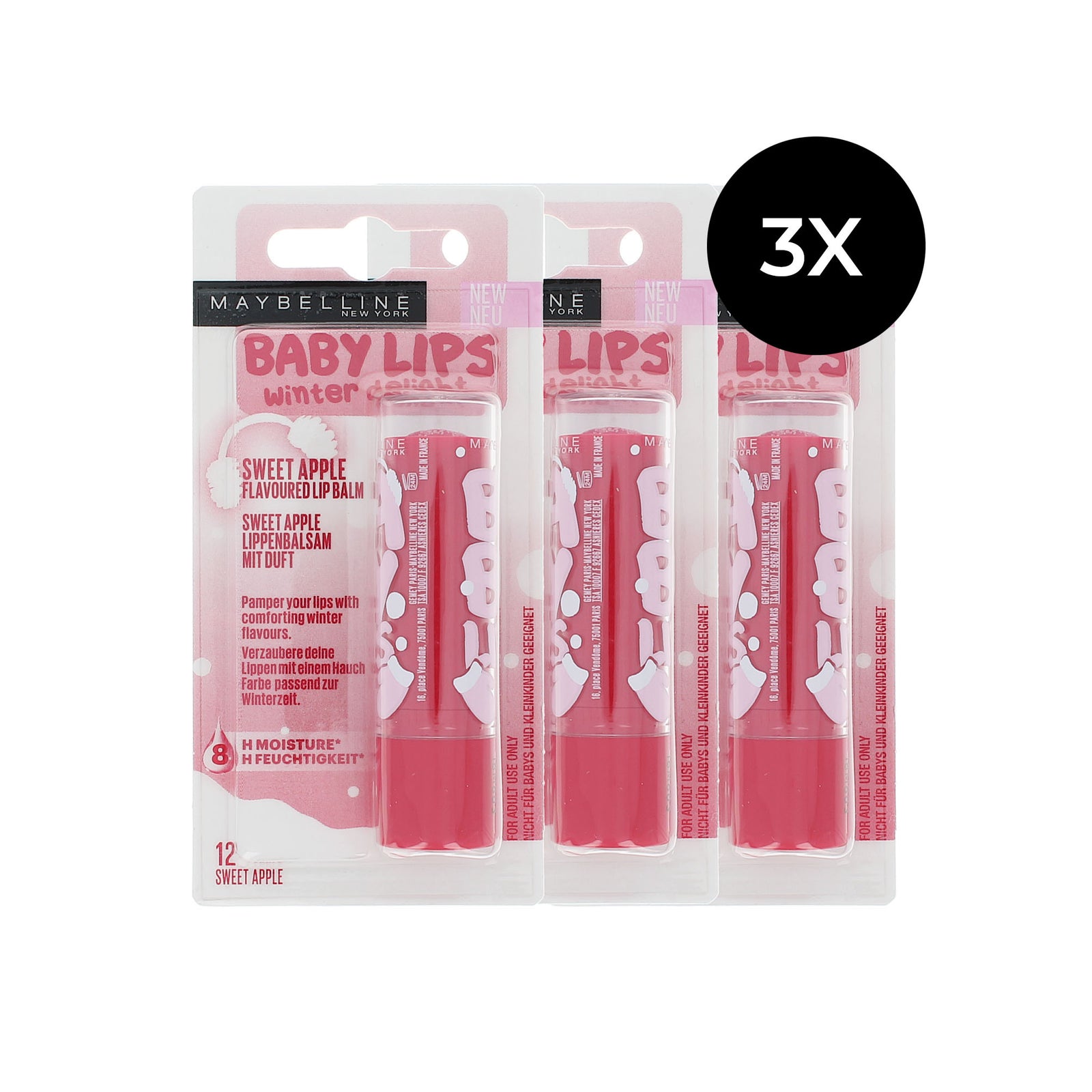 Maybelline Baby Lips Winter Delight Sweet Apple Lippenbalsem - 3 x 4 ml