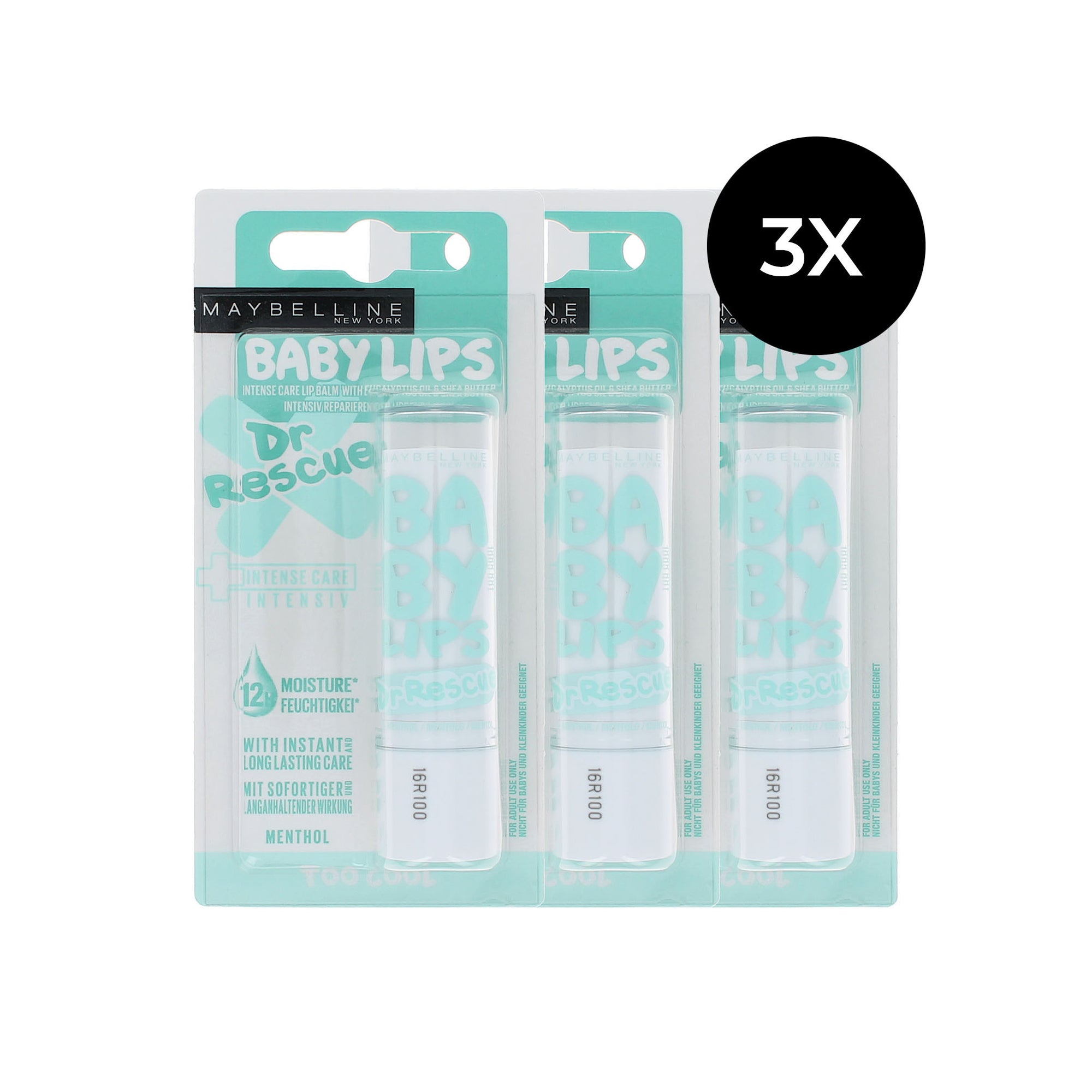 Maybelline Baby Lips Dr. Rescue Too Cool Lippenbalsem - 3 x 4 ml