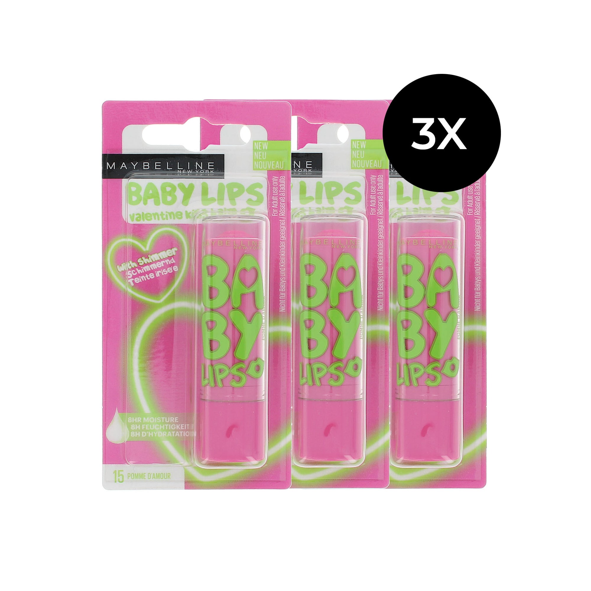 Maybelline Baby Lips Pomme d'Amour With Shimmer - 3 x 4 ml
