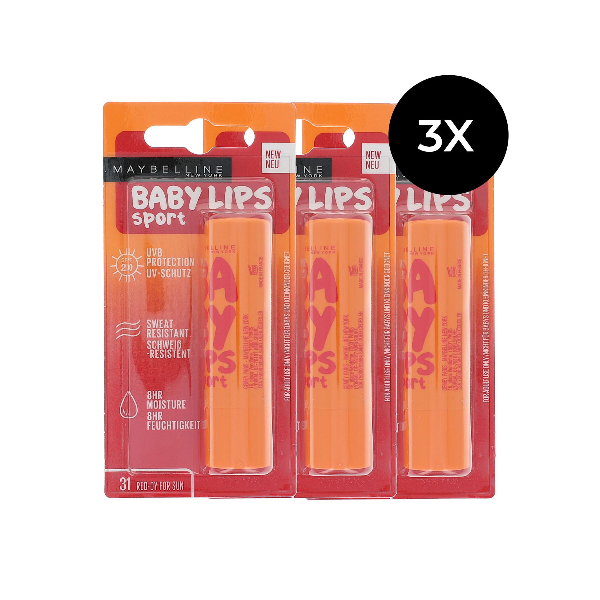 Maybelline Baby Lips Sport Lippenbalsem - 3 x 4 ml