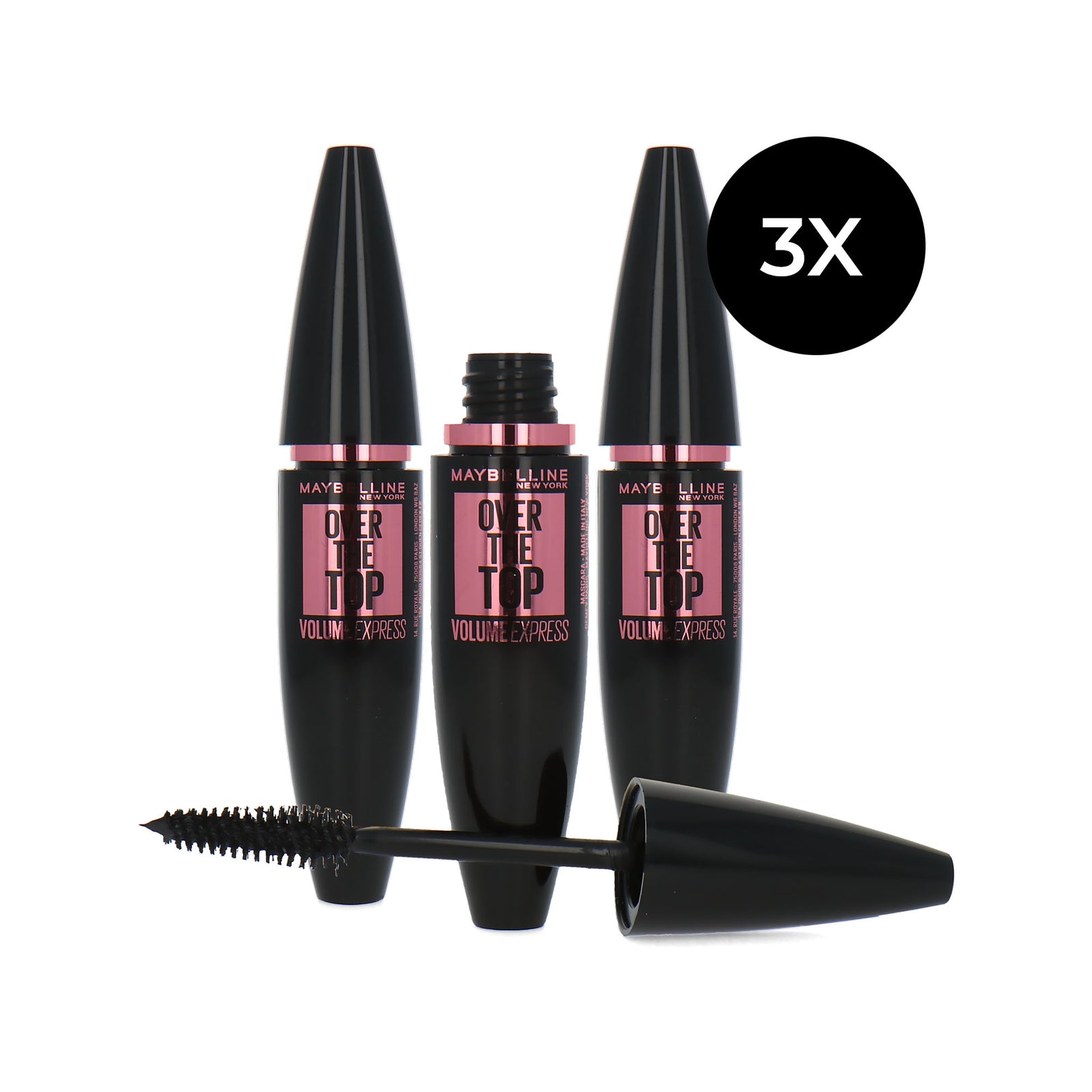 Maybelline Volum'Express Over The Top Mascara - 01 Black (set van 3)