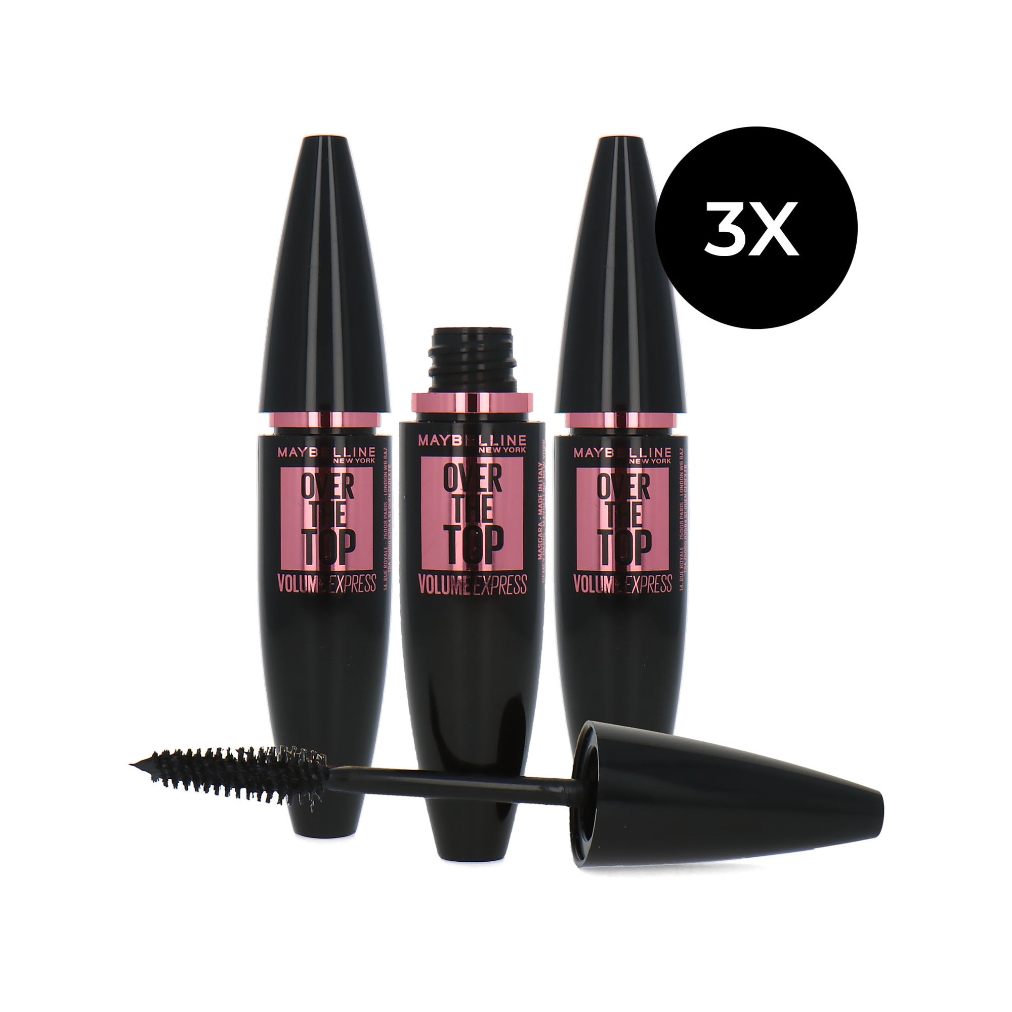 Maybelline Volum'Express Over The Top Mascara - 01 Black (set van 3)