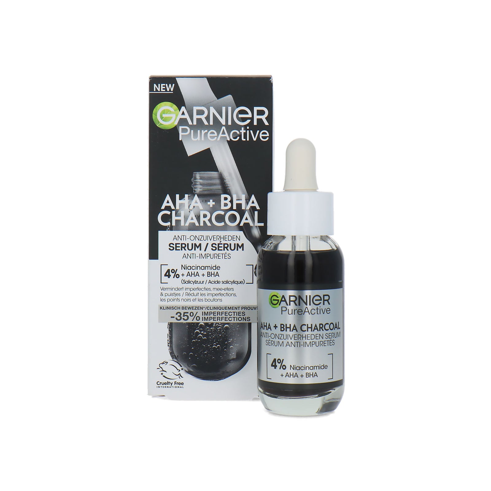 Garnier Pure Active AHA + BHA Charcoal Serum - 30 ml