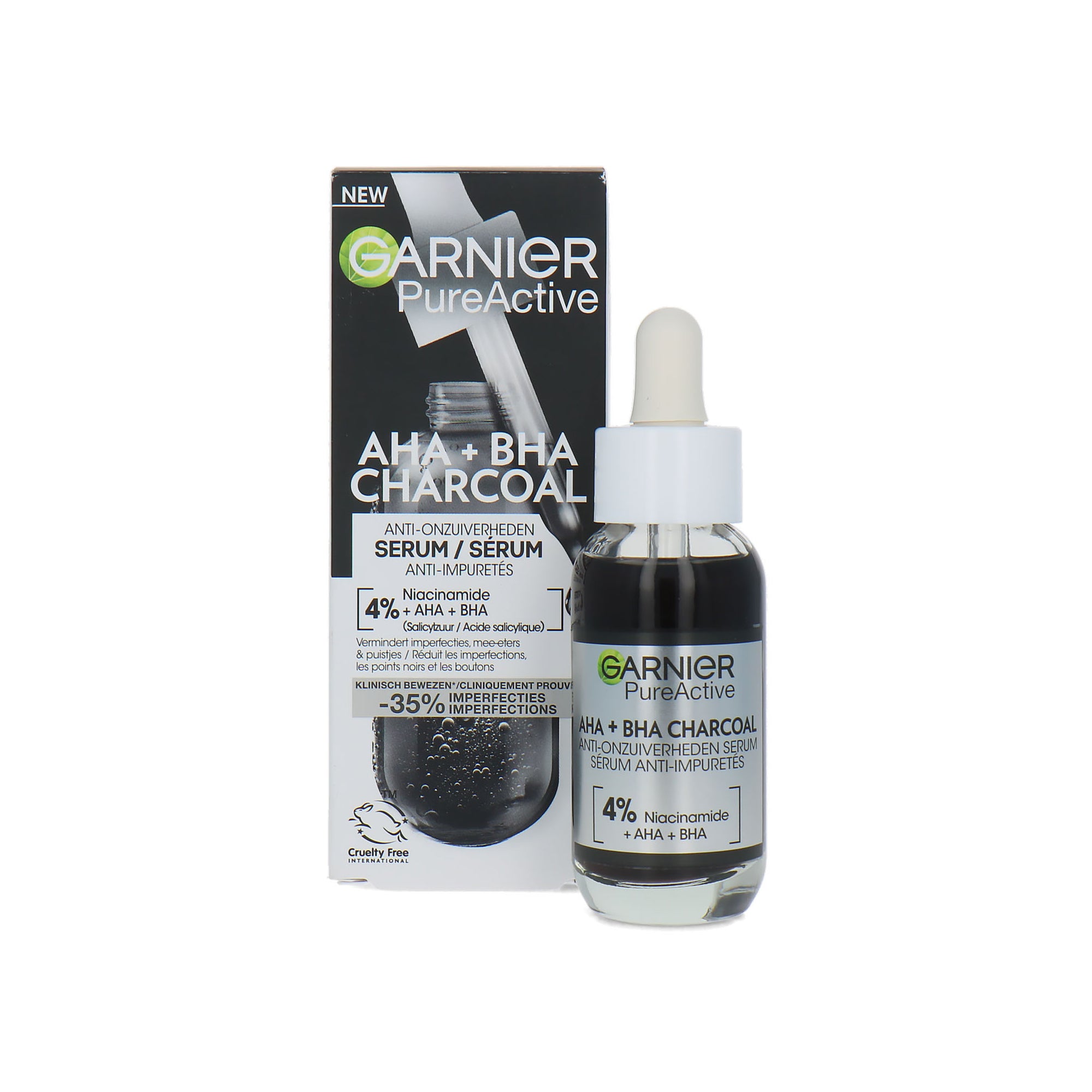 Garnier Pure Active AHA + BHA Charcoal Serum - 30 ml