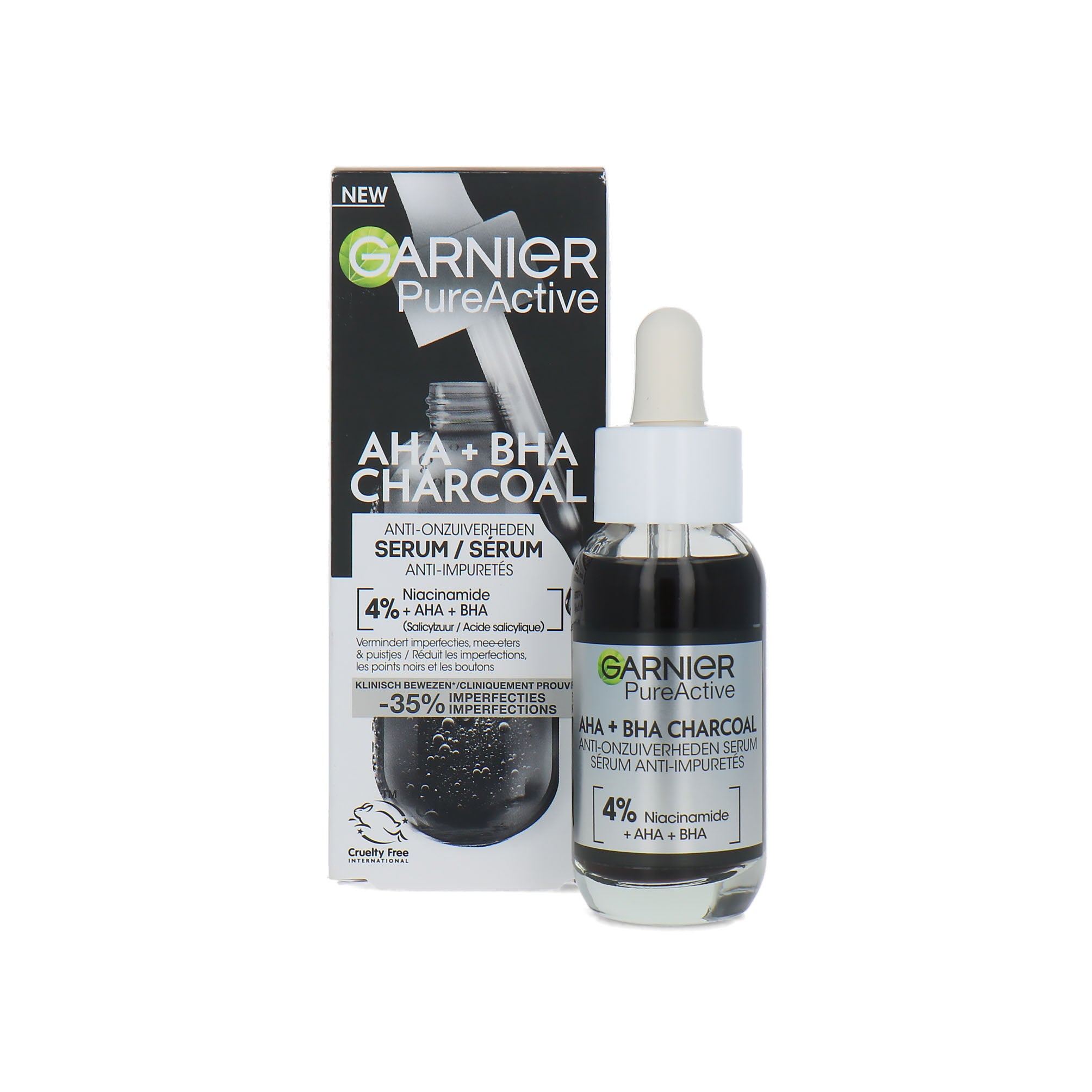 Garnier Pure Active AHA + BHA Charcoal Serum - 30 ml