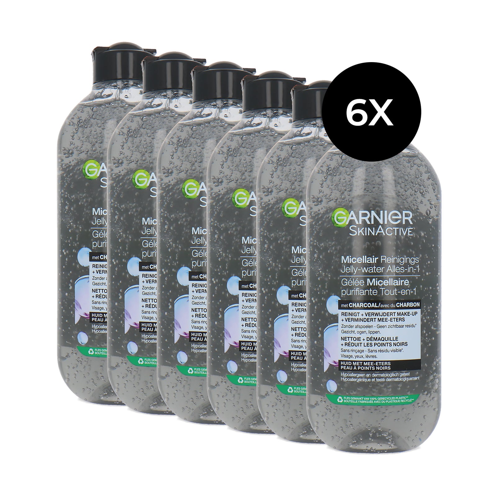 Garnier SkinActive Micellar Jelly Water All-in One With Charcoal - 6 x 400 ml