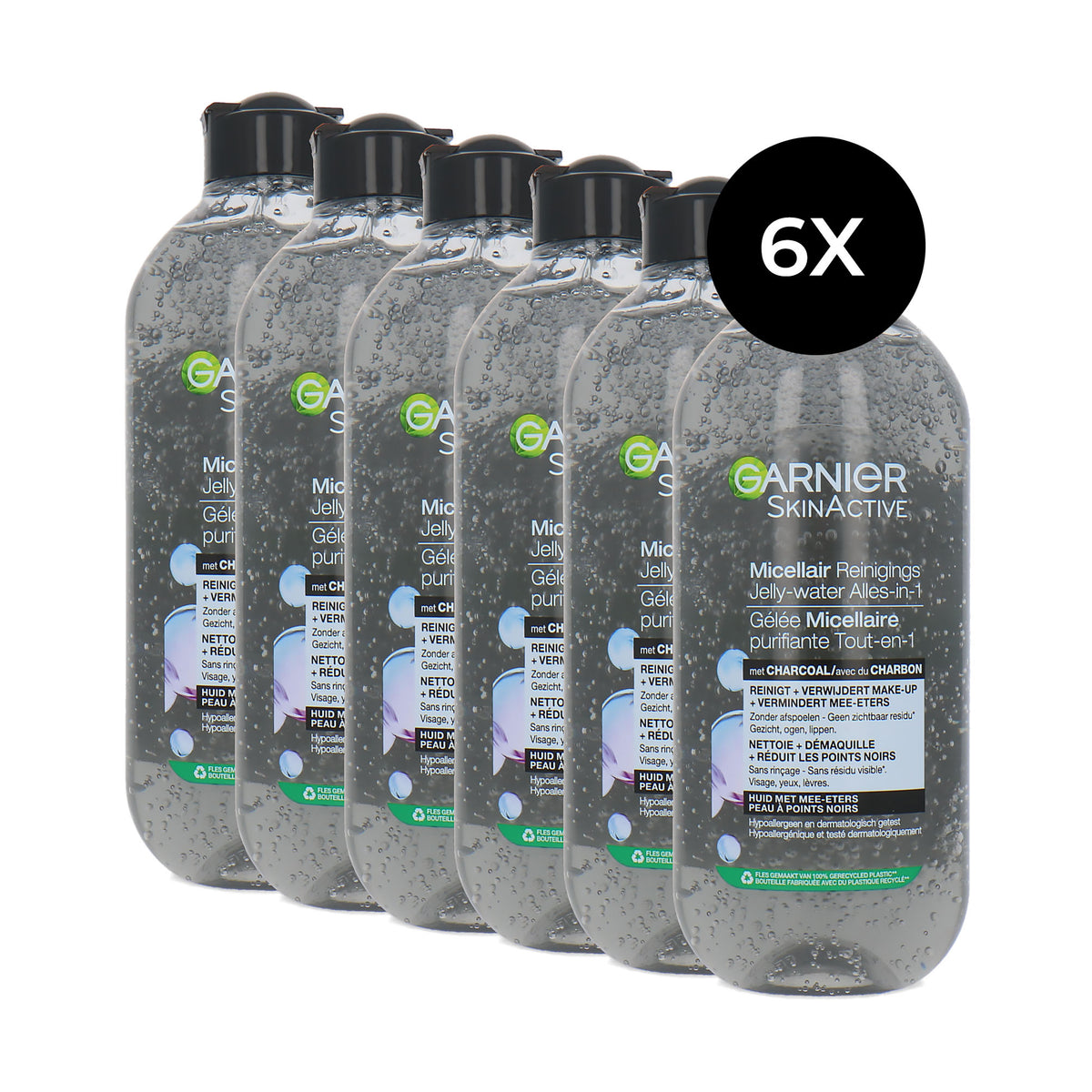 Garnier SkinActive Micellar Jelly Water All-in One With Charcoal - 6 x 400 ml