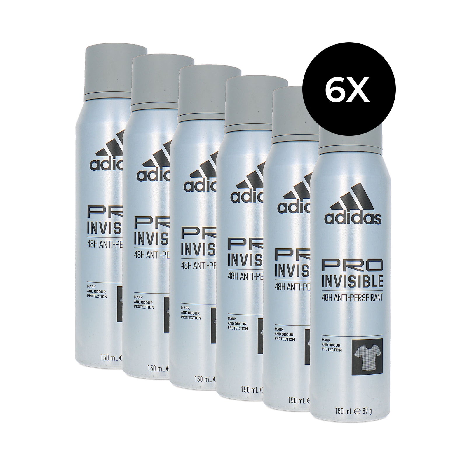 Adidas Pro Invisible Anti-Transpirant Deodorant Spray - 6 x 150 ml