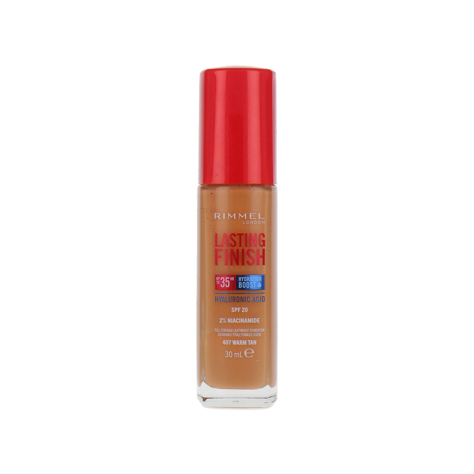 Rimmel Lasting Finish 35HR Hyaloronic Acid Foundation SPF 20 - 407 Warm Tan