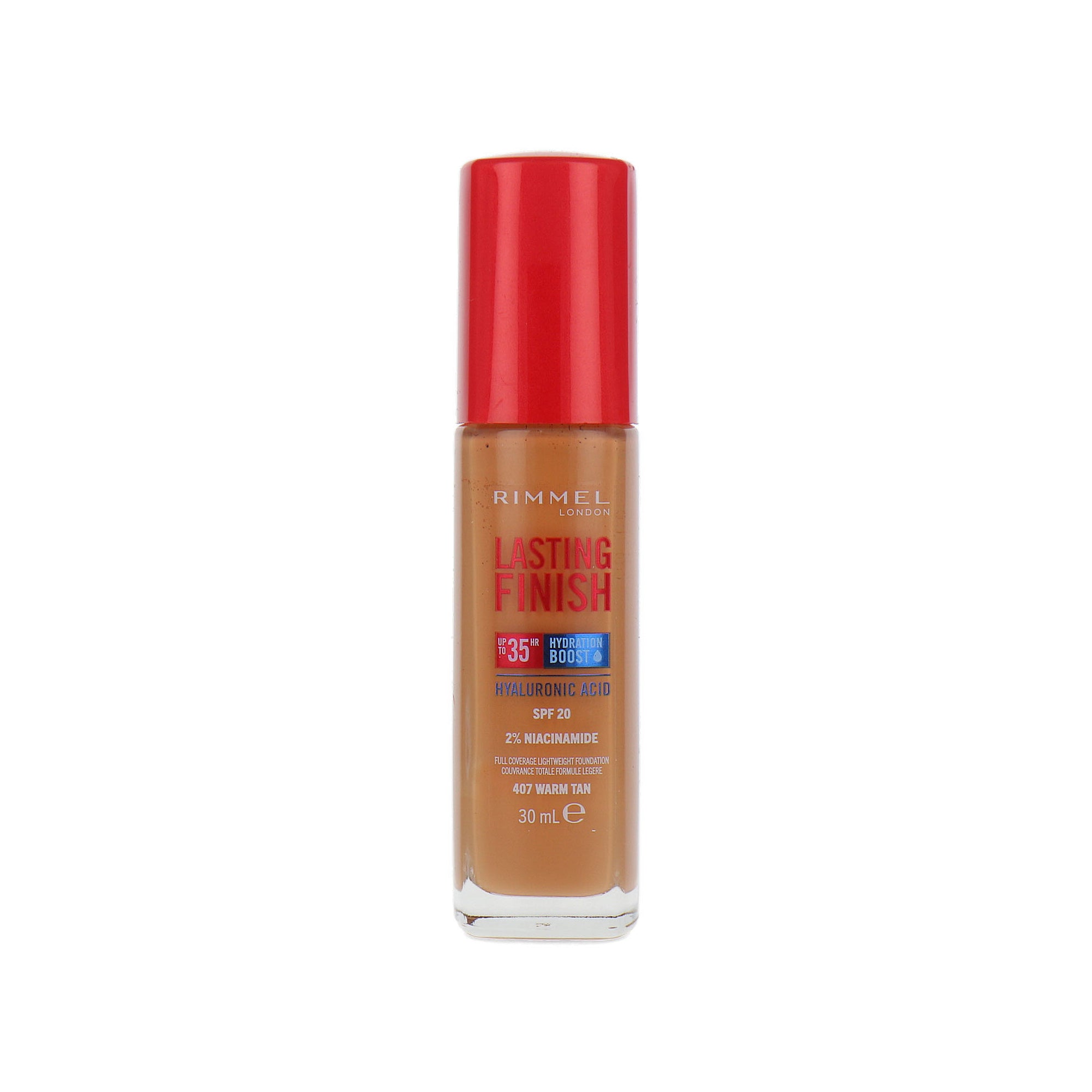 Rimmel Lasting Finish 35HR Hyaloronic Acid Foundation SPF 20 - 407 Warm Tan
