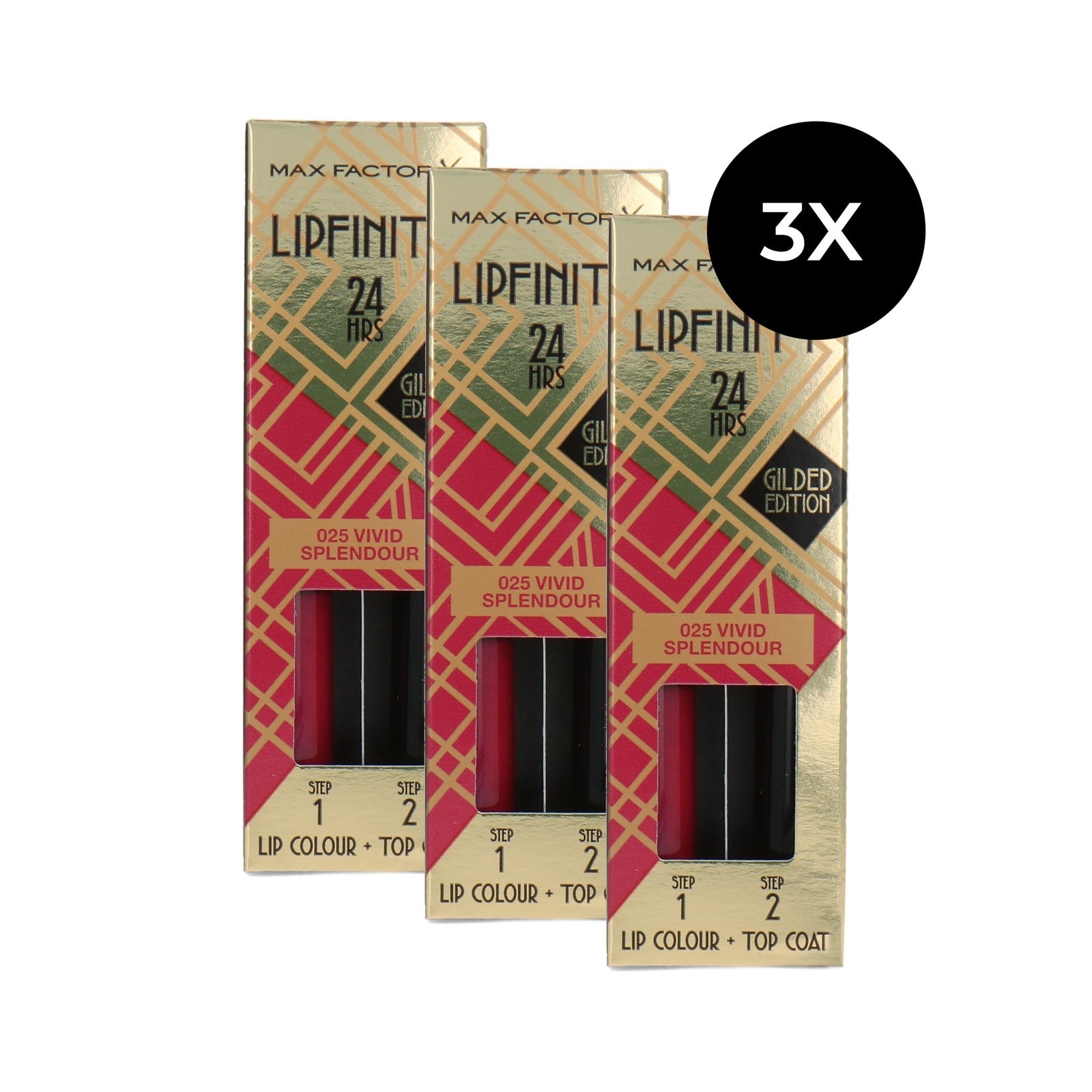 Max Factor Lipfinity 24HRS Lip Colour - 025 Vivid Splendour (Set van 3)
