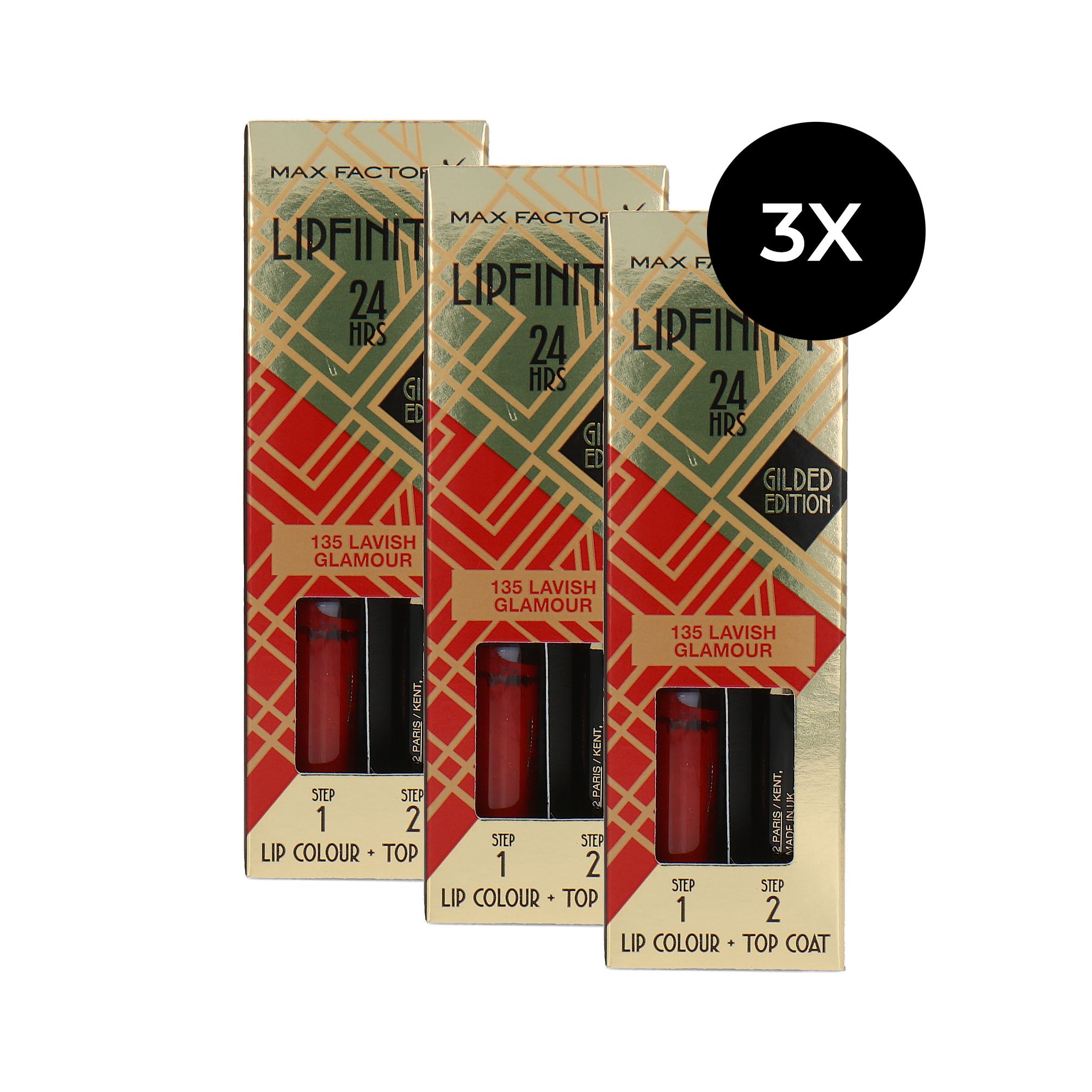 Max Factor Lipfinity 24HRS Lip Colour - 135 Lavish Glamour (Set van 3)