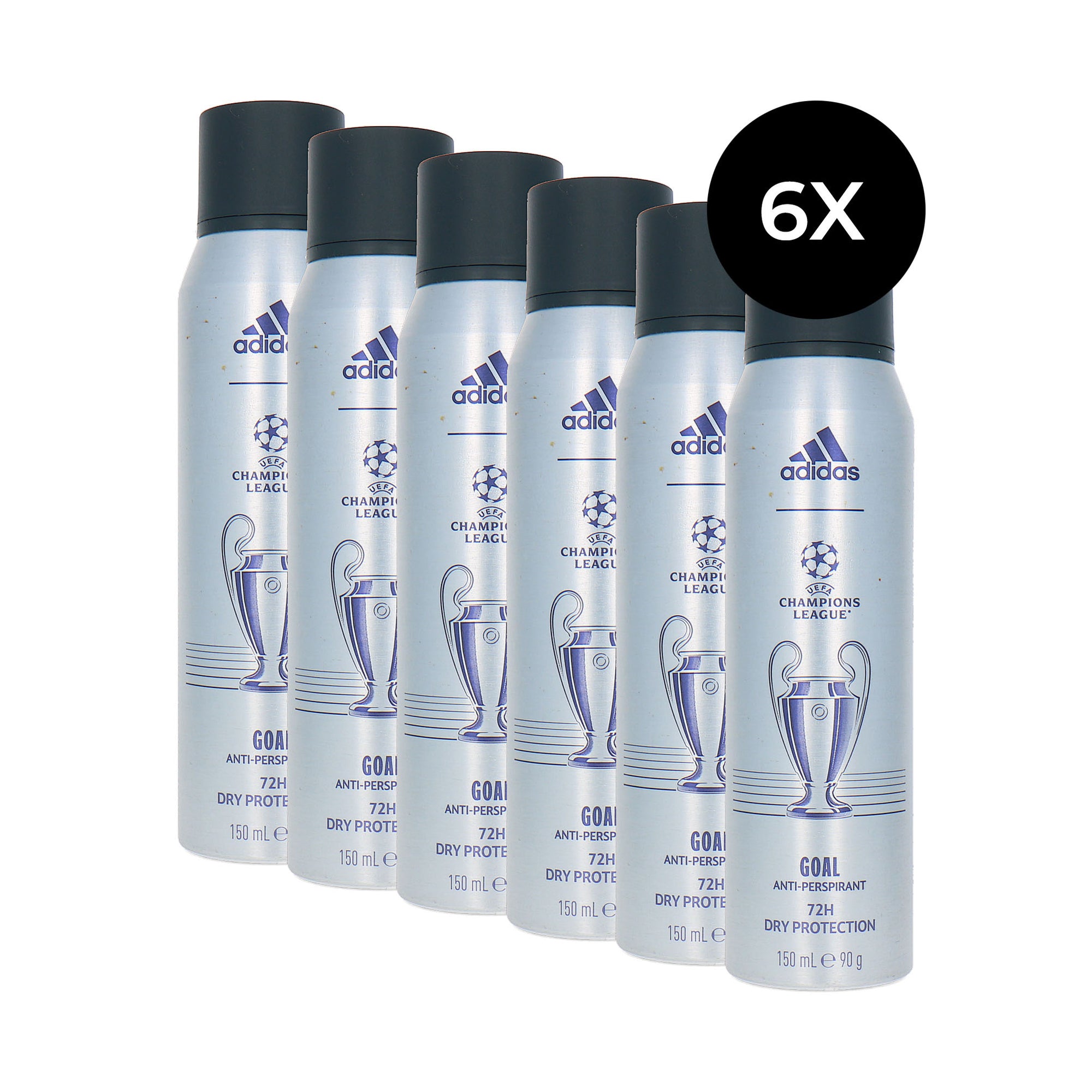 Adidas Goal Silver Anti-Perspirant Deodorant Spray - 6 x 150 ml